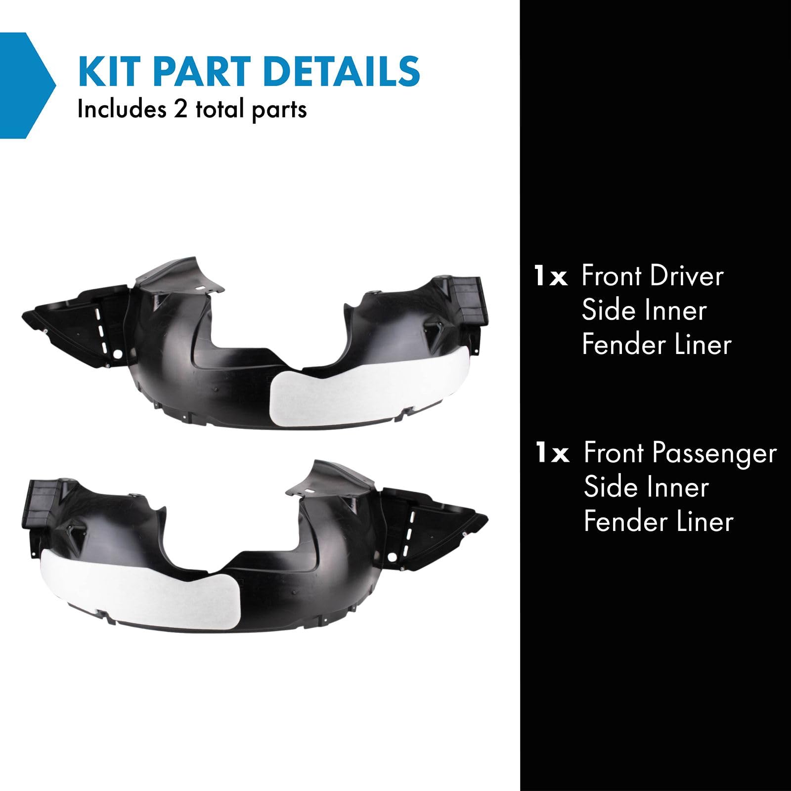 Trq Front Inner Fender Liner Set Compatible With 2013-2016 Buick Encore Gm1248266 Gm1249266