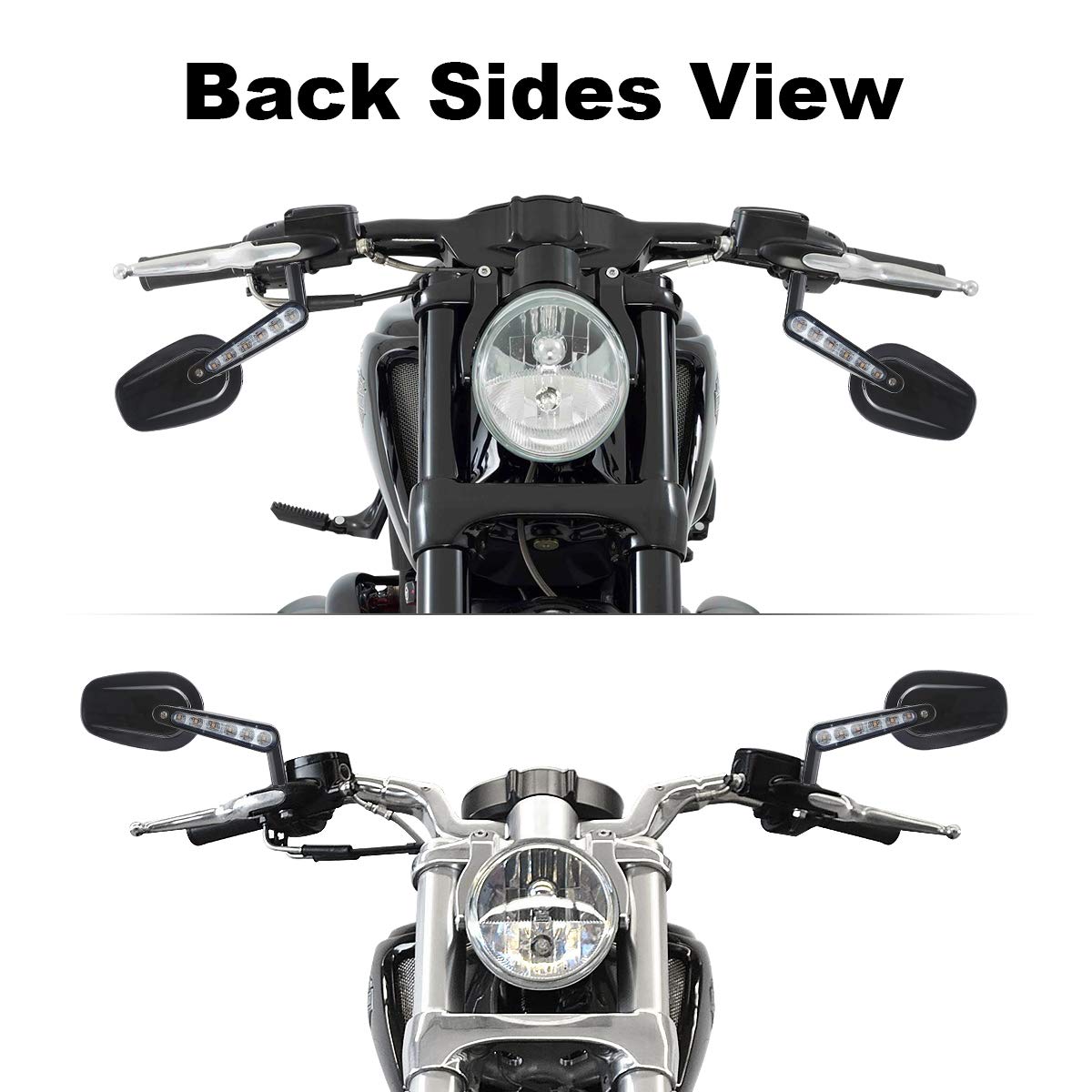 Slmoto Black Rear View Mirrors Muscle Led Turn Signal Fit For Harley Davidson Vrod V-Rod Vrscf 2009 2010 2011 2012 2013 2014 201