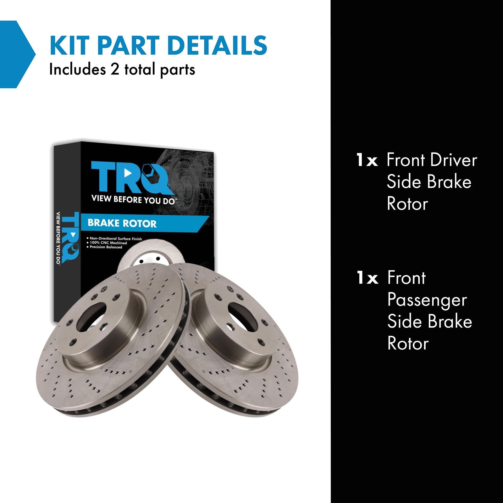 Trq Front Brake Rotors Set Compatible With 2008-2012 Mercedes-Benz C350 2010-2012 E350