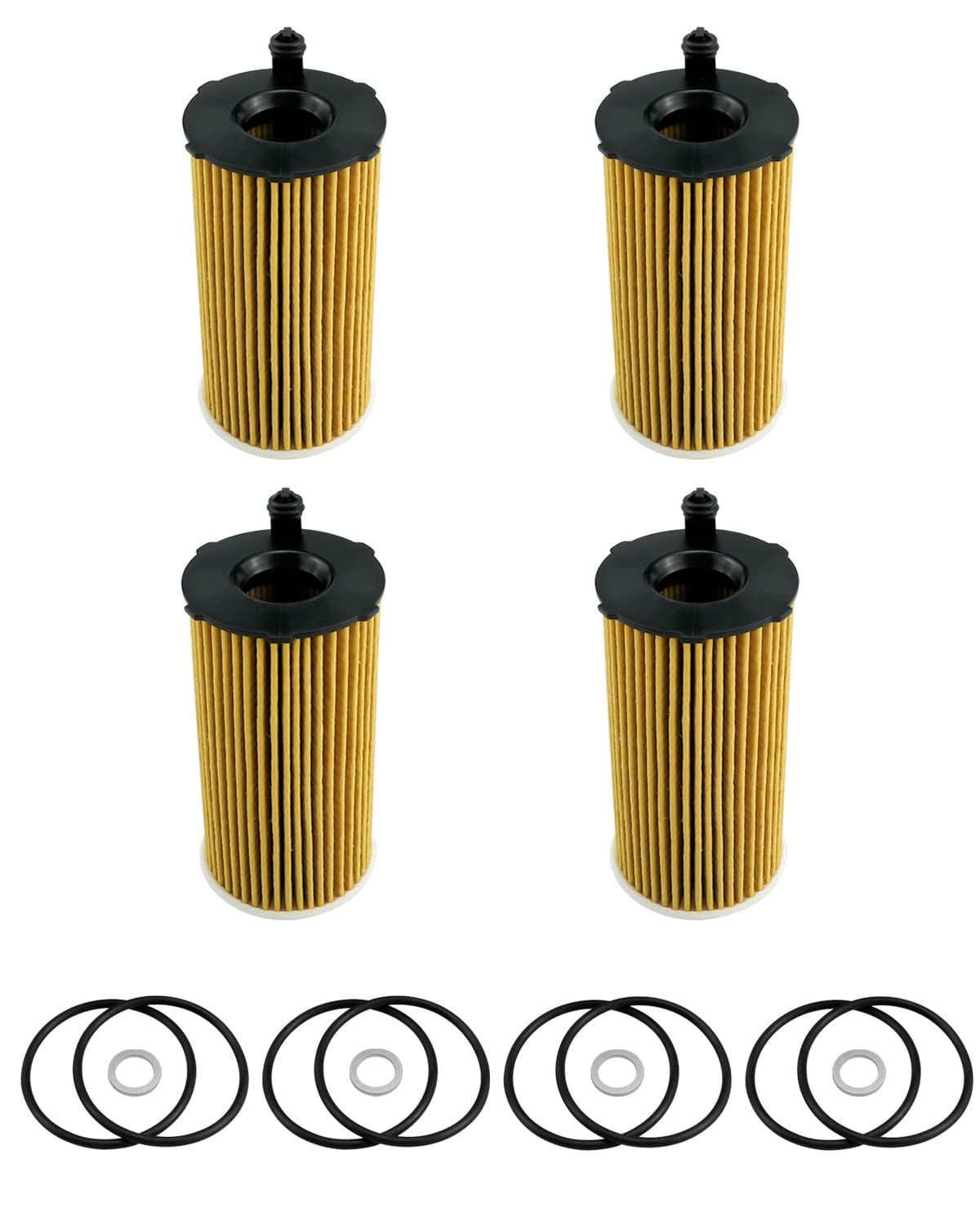 4 Pack 26320-3N000 Oil Filter Fit For Kia Carnival 3.5L Engine 2021 2022 With O-Rings And Drain Plug Gaskets