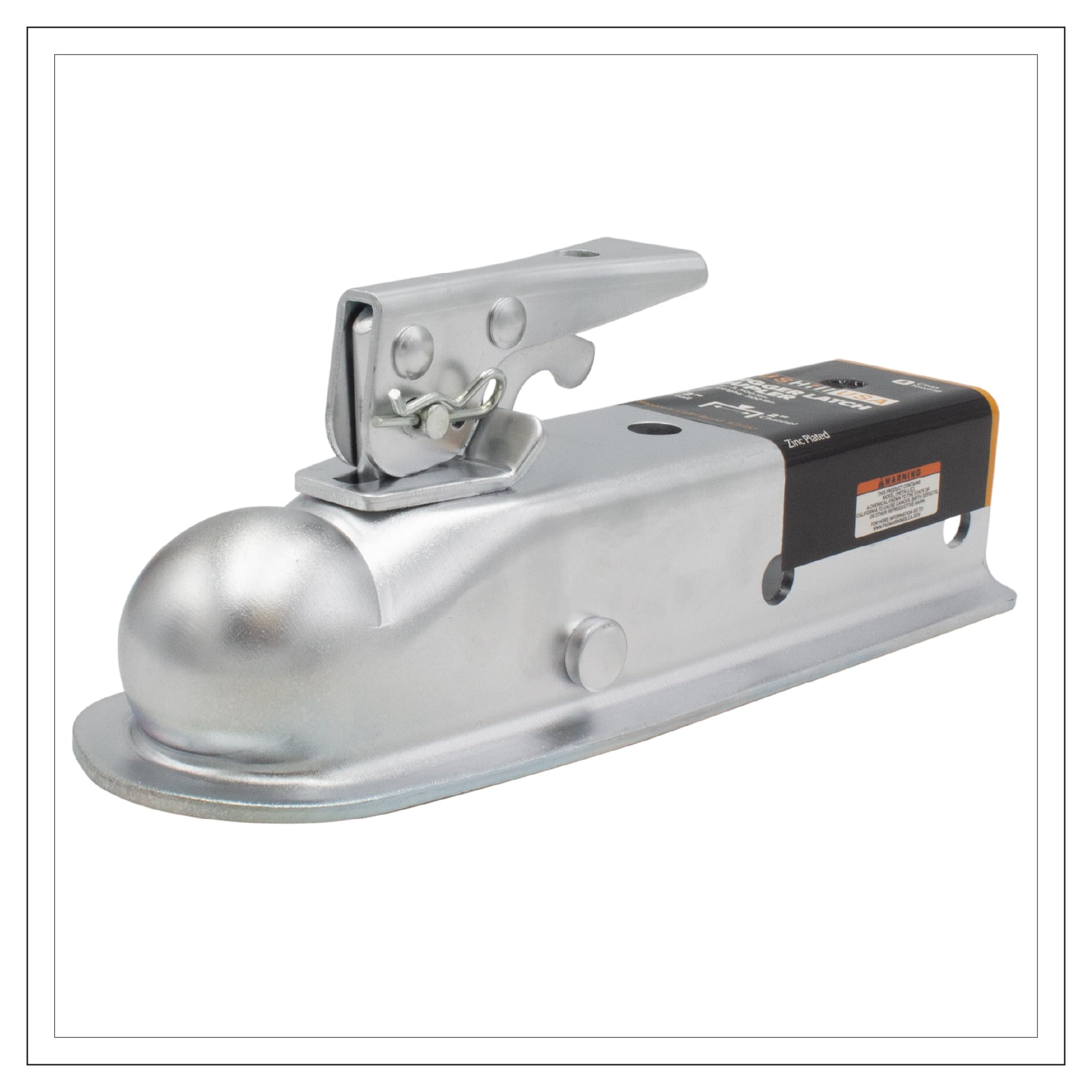 GusHIll USA GH 25153 Straight Tongue Trailer Coupler for 2-Inch Channel, 2-in Hitch Ball, 3,500 lbs, Zinc Plating