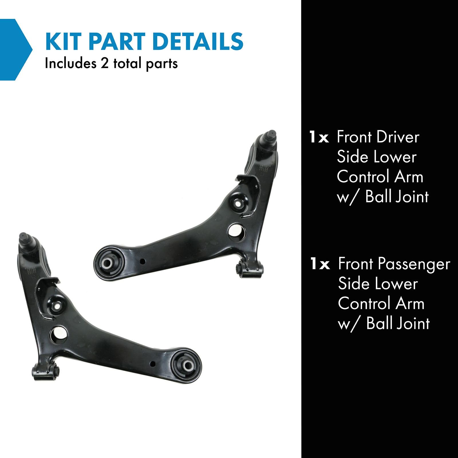 Trq Front Lower Control Arm With Ball Joint Set Compatible With 2003-2006 Mitsubishi Outlander Mi4510103 Mi4511103