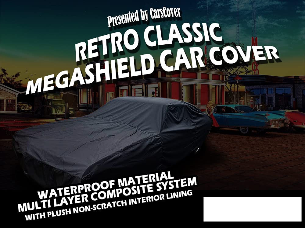 Carscover Retro Classic Megashield Car Cover Heavy Duty All Weatherproof Waterproof Automobiles Indoor Outdoor Snow Rain Dust Uv Protection Full Auto Vehicle Covers (Fit Up To 175 Inch Length)