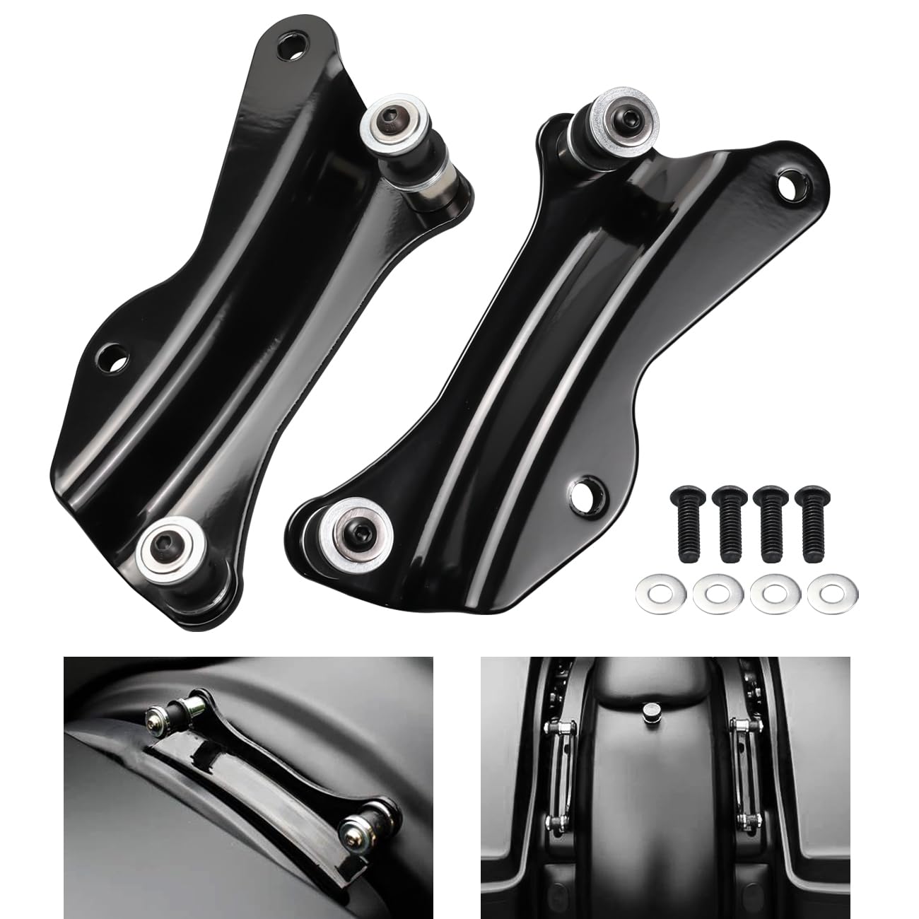 Aufer Black 4 Point Docking Hardware Kit Compatible With For Touring Street Glide Electra Glide Road Glide Road King 2014-Later