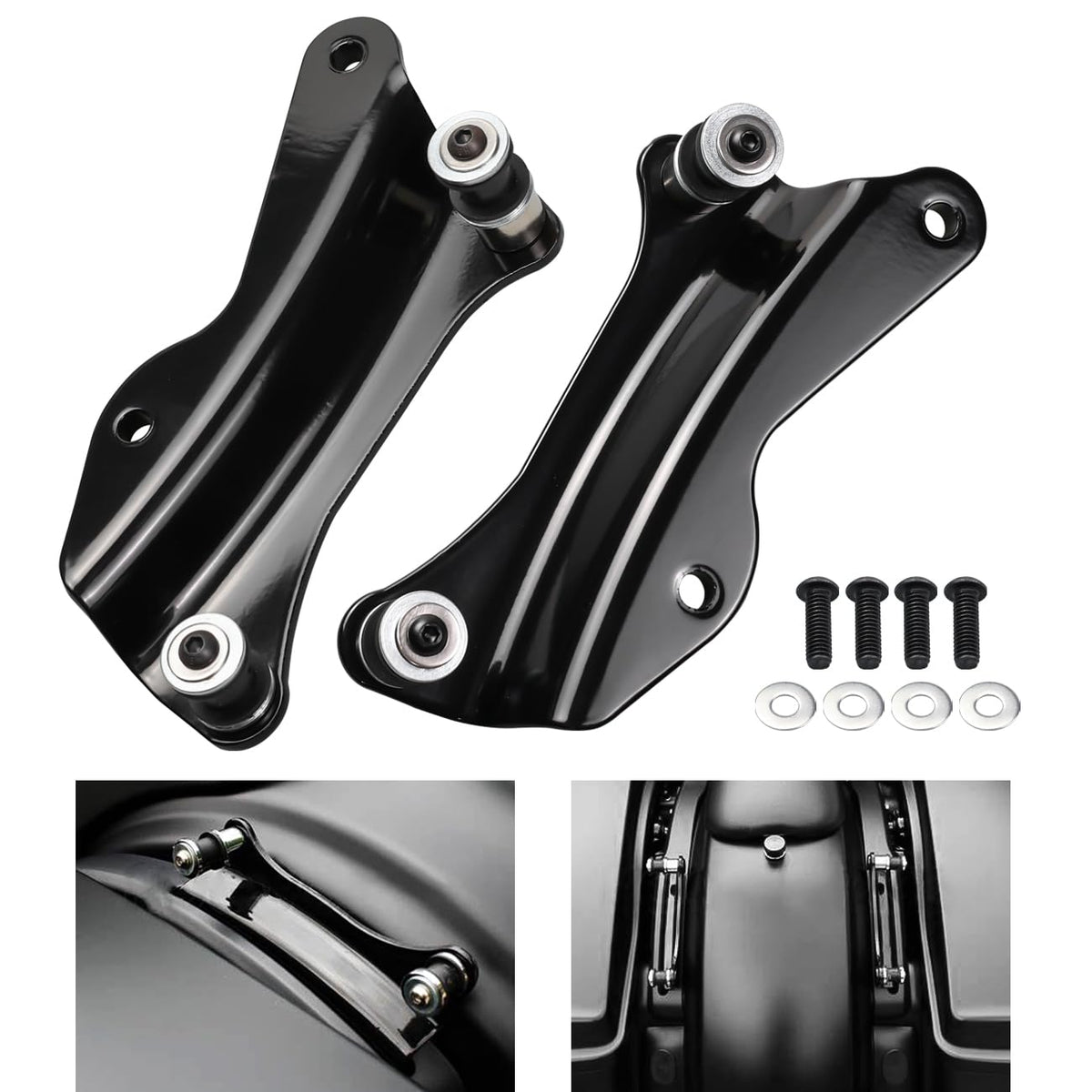 AUFER Black 4 Point Docking Hardware Kit Compatible with for Touring Street Glide Electra Glide Road Glide Road King 2014-2023