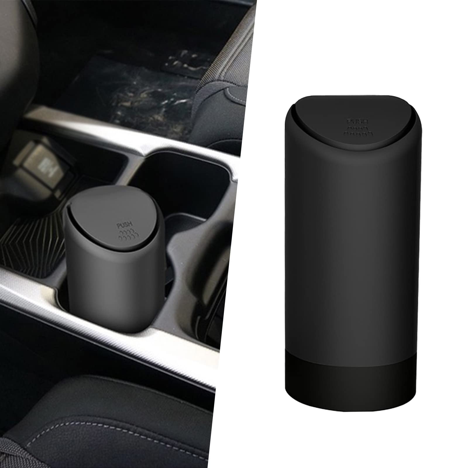 Dewkou Pack-1 Car Trash Can With Lid, 2.5' X 6.2' Silicone Portable Waterproof Small Trash Can, Cup Type Embedded Integrated Trash Can For Most Cars Suvs And Trucks (Black)