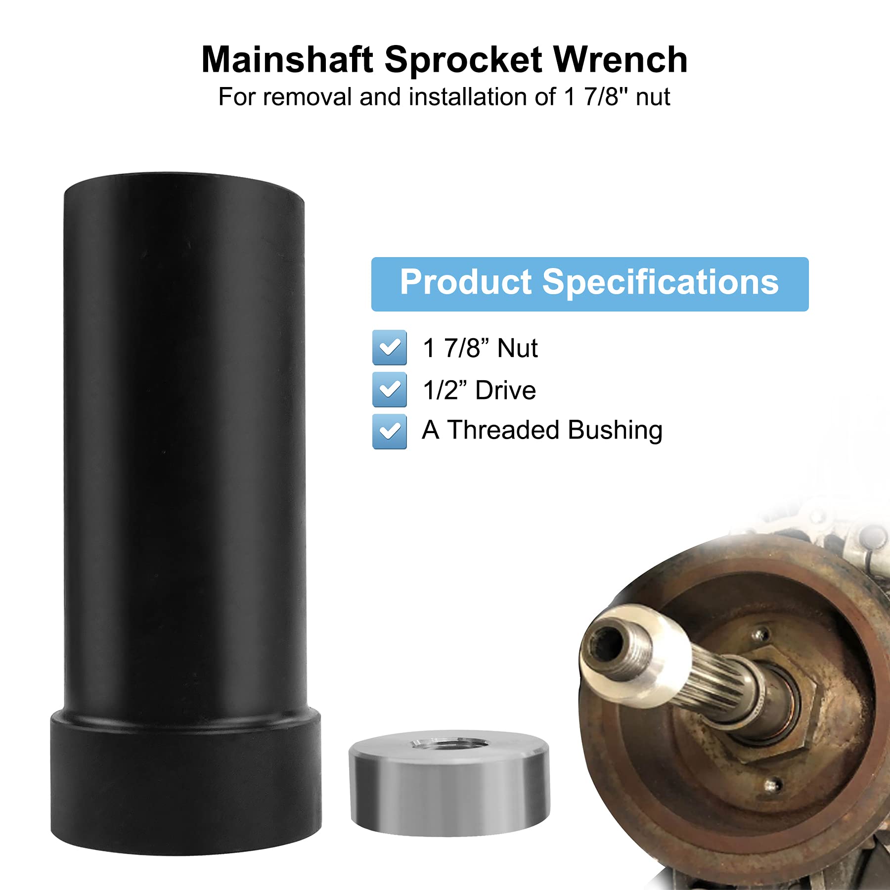 Qnbes Mainshaft Sprocket Wrench 1 7/8" With 1/2" Drive And All Primary Drive Twin Cam Locking Tool Fit For Harley Davidson 1936-2006 Big Twin Twin Cam Tc88 Socket Tool