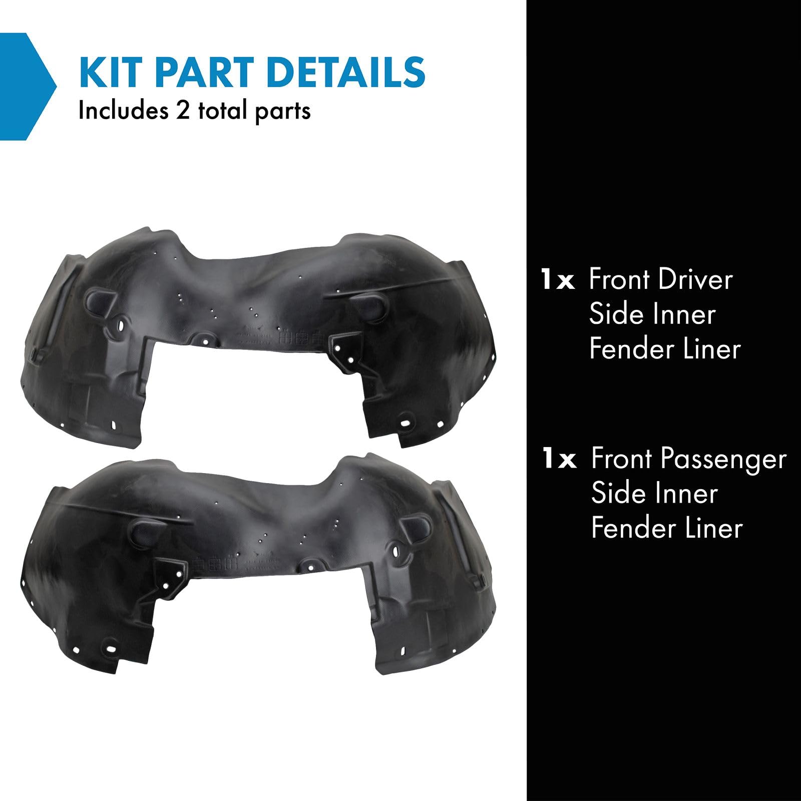 Trq Front Inner Fender Liner Set Compatible With 2007-2013 Chevrolet Avalanche 2007-2014 Suburban 1500 Suburban 2500 Tahoe Gm125