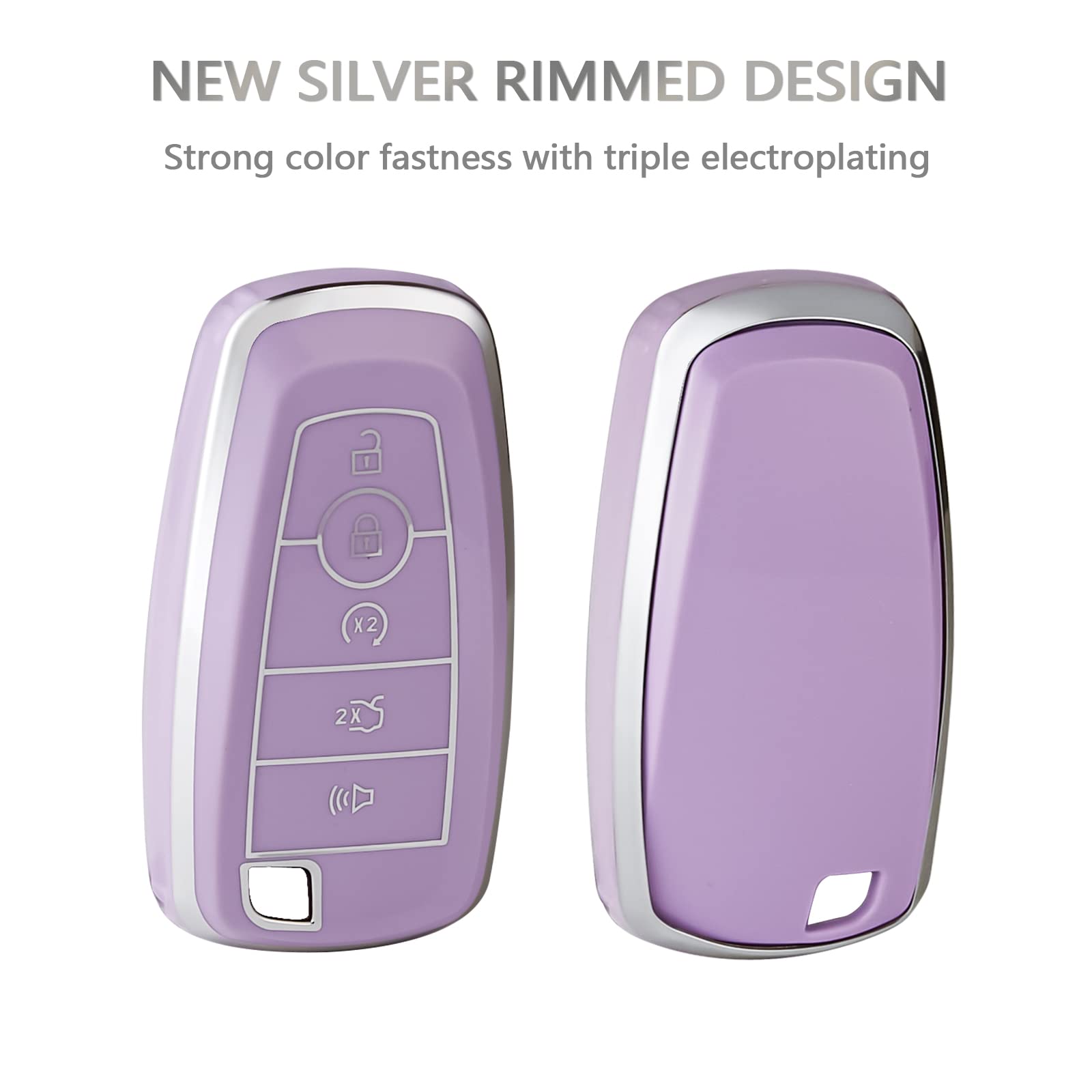 OFFCURVE TPU Car Key Fob Case Cover - Compatible with Ford Fusion, Explorer, Escape, F150, F250, F350, F450, F550, Expedition -