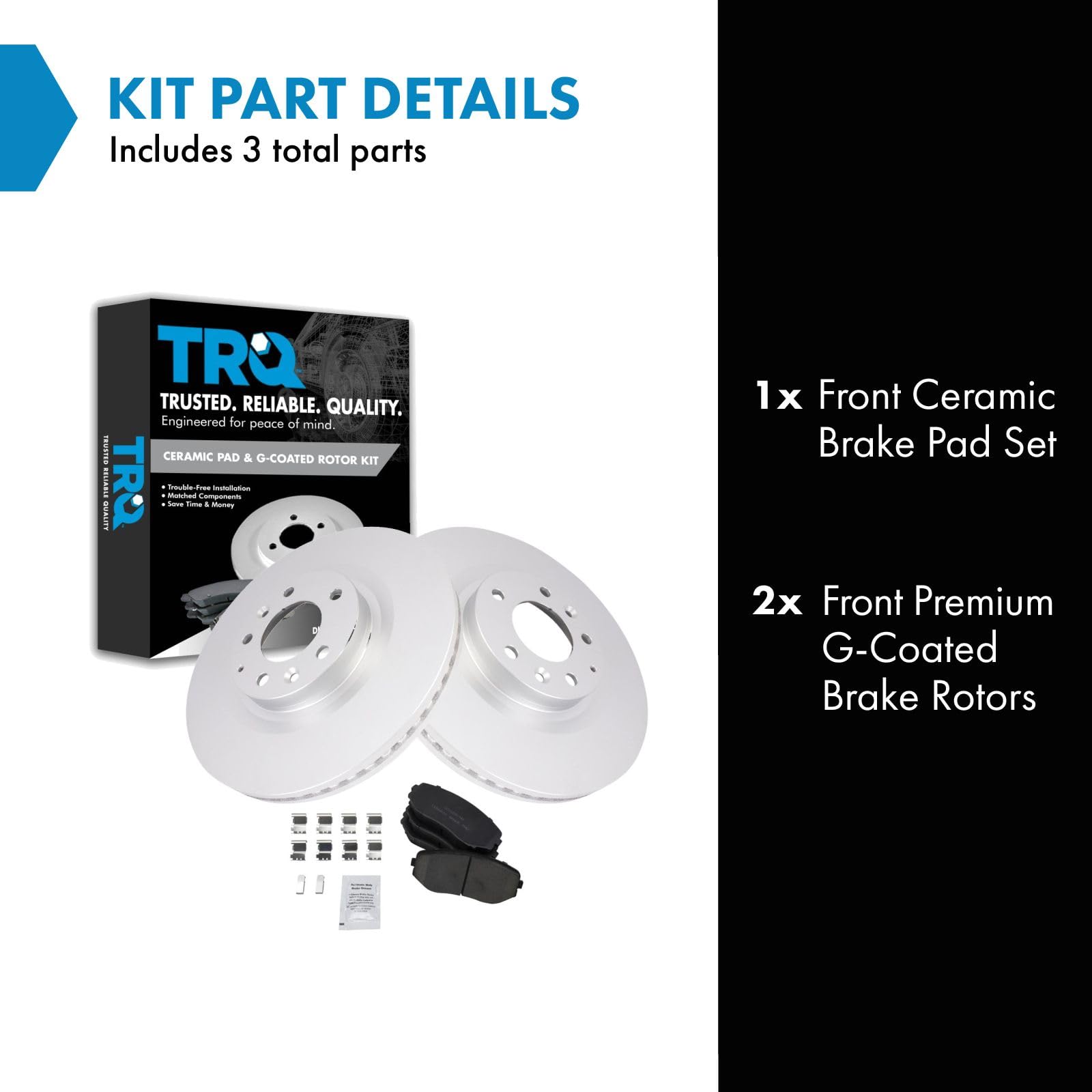 Trq Front Brake Pad & Rotor Kit Brake Pads Brake Rotor Ceramic Premium G-Coated Compatible With 2007-2015 Mazda Cx-9