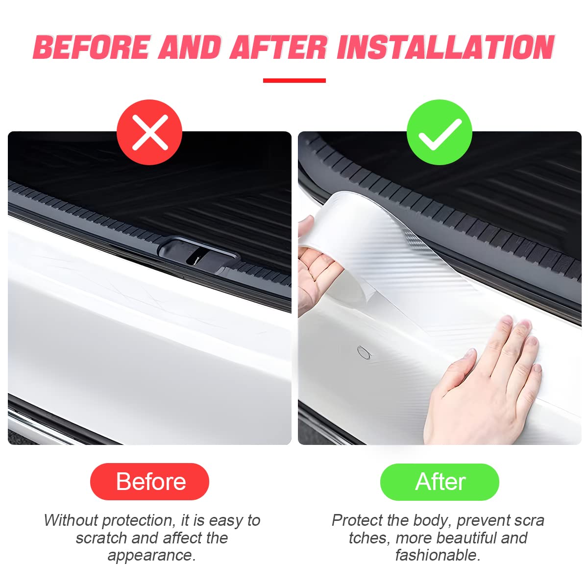 Car Door Edge Guards, Clear Invisible Carbon Fiber Auto Door Sill Protector, Anti-Collision Transparent Adhesive Strip Film, Diy Vehicle Door Trim Tape Accessories For Most Cars (2.7"X394",White)