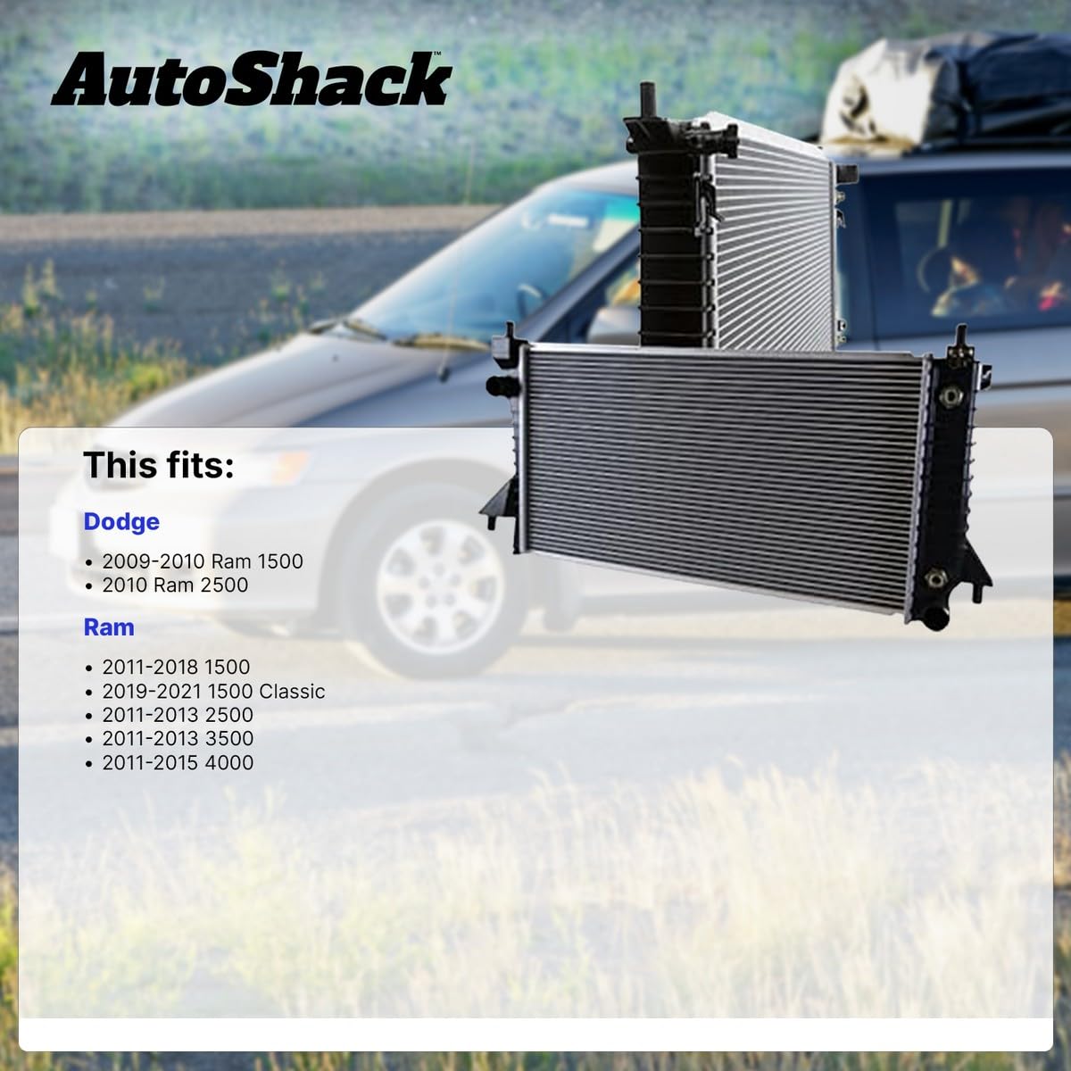 Autoshack Radiator For 2009-2018 Ram 1500 2010-2013 Ram 2500 3.6L 3.7L 4.7L 5.7L V6 V8 4Wd Rwd Rk1733