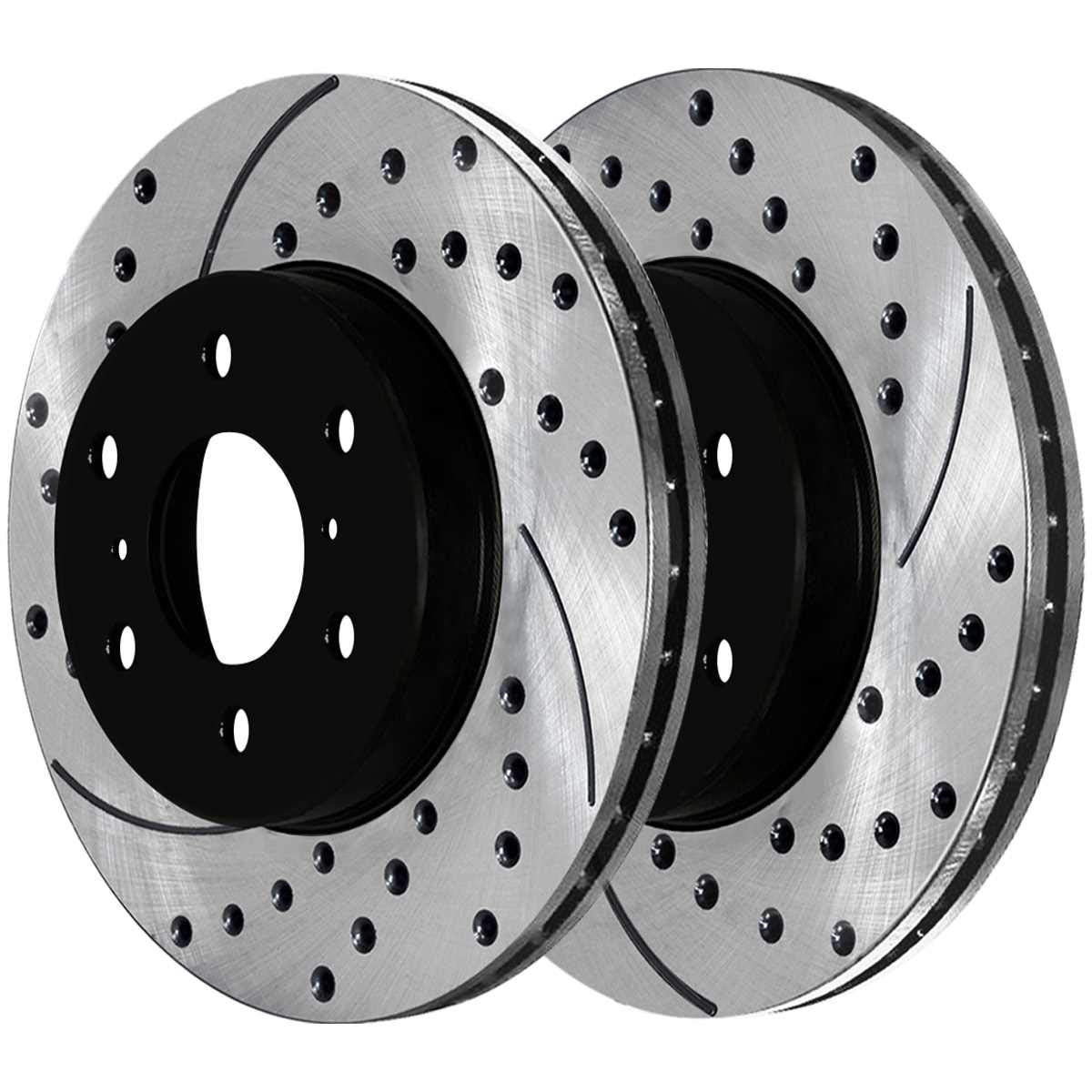 Autoshack Rear Drilled And Slotted Brake Kit Rotors Black And Ceramic Pads Pair Of 2 Driver And Passenger Side Replacement For Chevrolet Silverado 1500 Tahoe Gmc Sierra 1500 V8 4Wd Scdpr65135651351194