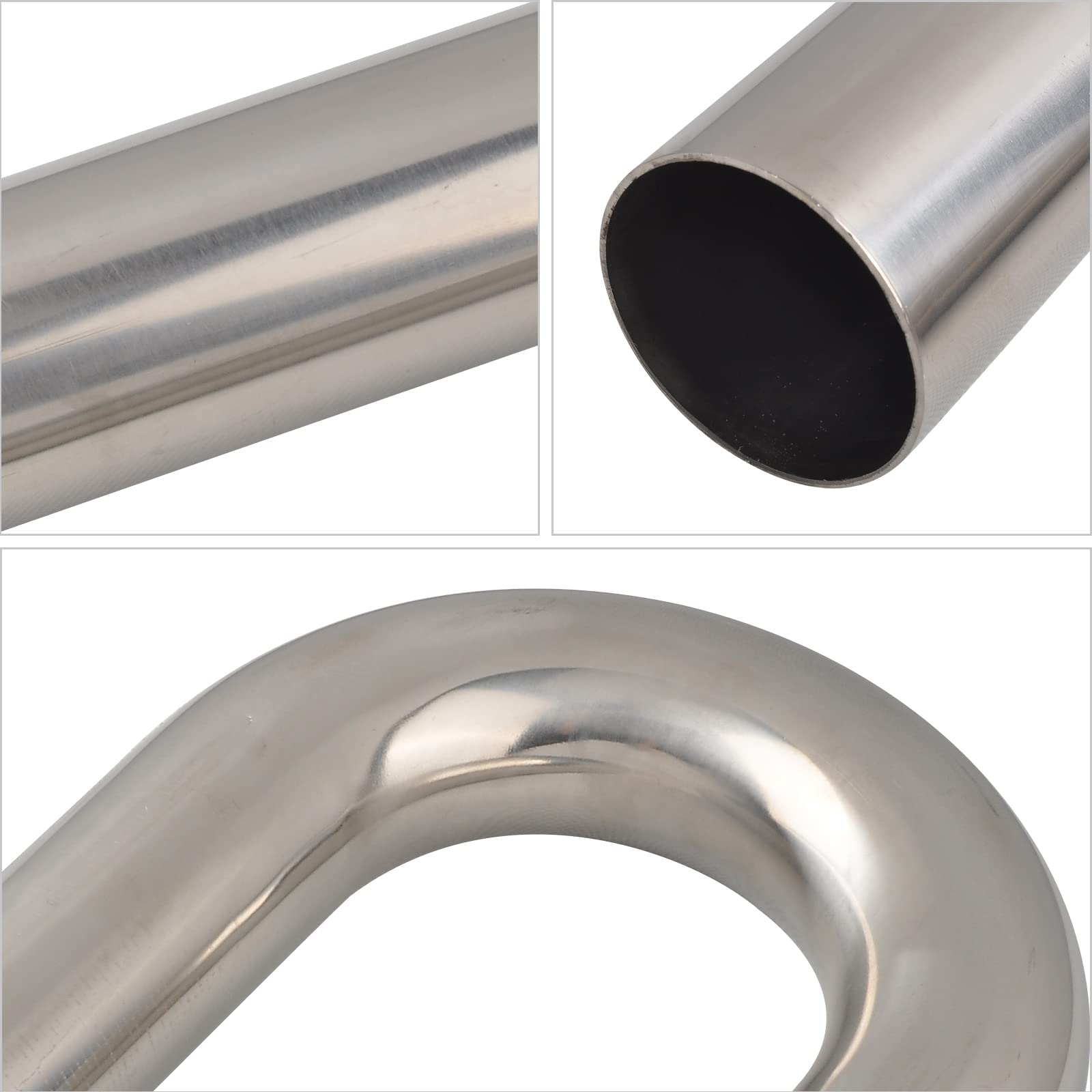 Fgjqefg 2.25 Inch 180 Degree Diy Custom Mandrel Exhaust Pipe Tube Pipe, T304 Stainless Steel, Universal Fit, 22.82 Inch End To End Length, 2.25'' Od Mandrel Bend Pipe 2Pcs