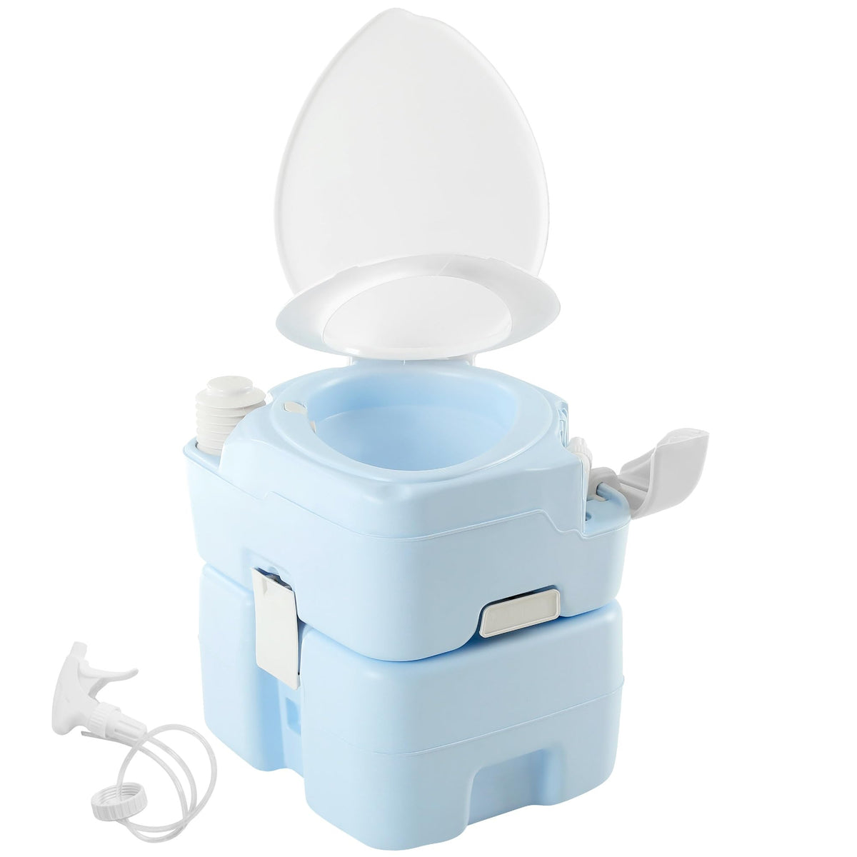 Yitahome 5.28 Gallon Portable Toilet Camping Porta Potty With Diagonal Enlarged Bowl, Hand Sprayer And Press Flush Pump, Space S