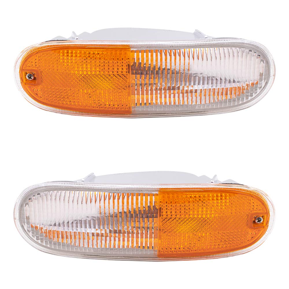 Brock Replacement Driver And Passenger Park Signal Front Marker Lights Lamps Lenses Compatible With 98-05 New Beetle 1C0953155L 