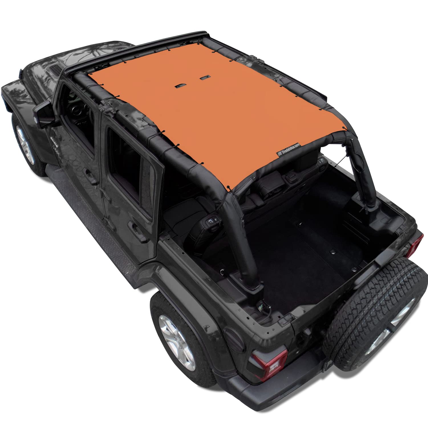 Shadeidea Jl Top Sun Shade Compatible With Jeep Wrangler Jlu Unlimited (2018-2023) 4 Door Front And Rear-Orange Mesh Screen Suns