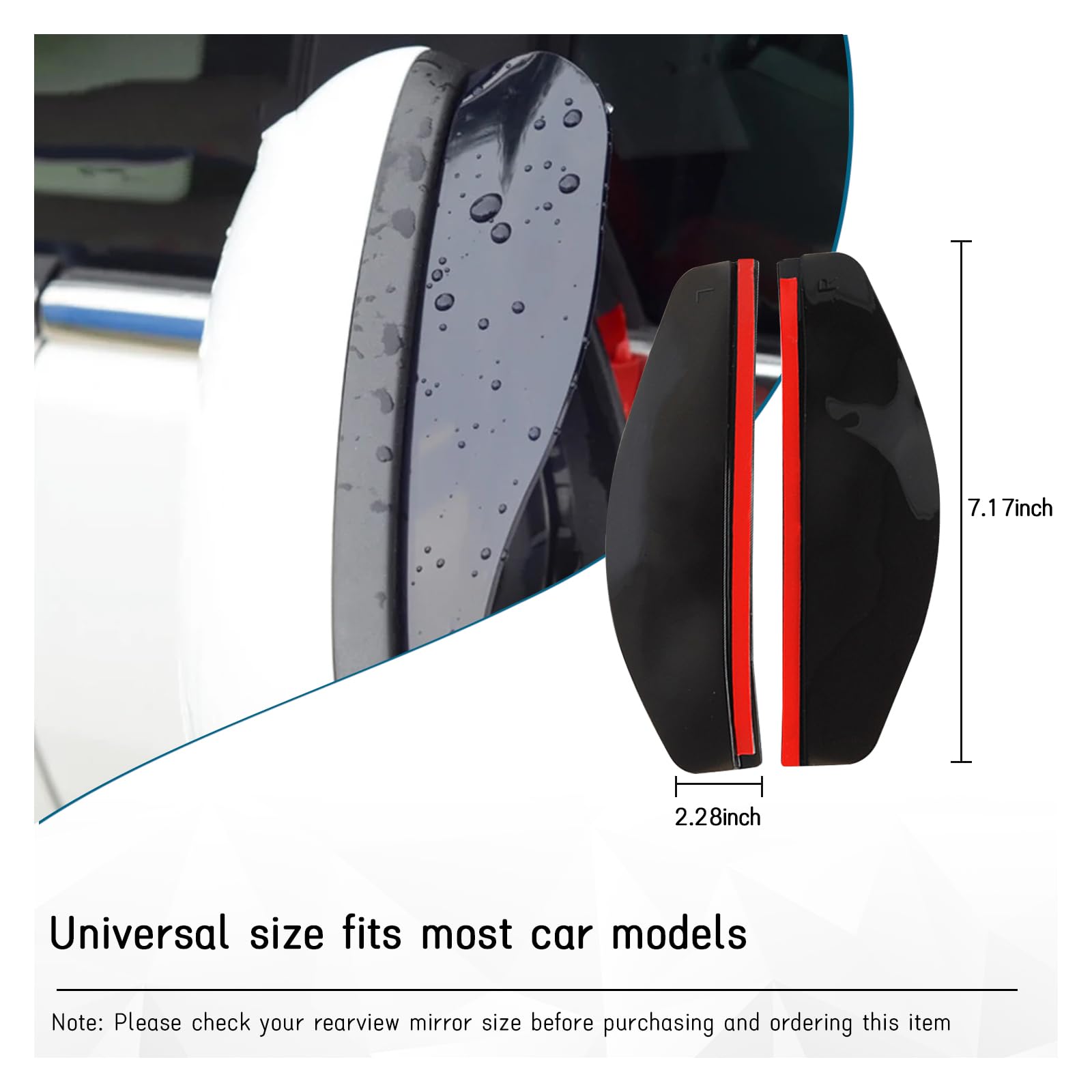 Dickno 2 Pcs Car Mirror Rain Visor Guard, Carbon Fiber Side Mirror Rain Visor Eyebrow, Waterproof Side Rear View Mirror Protecter, Universal Exterior Accessories Fits Most Vehicles (Black)