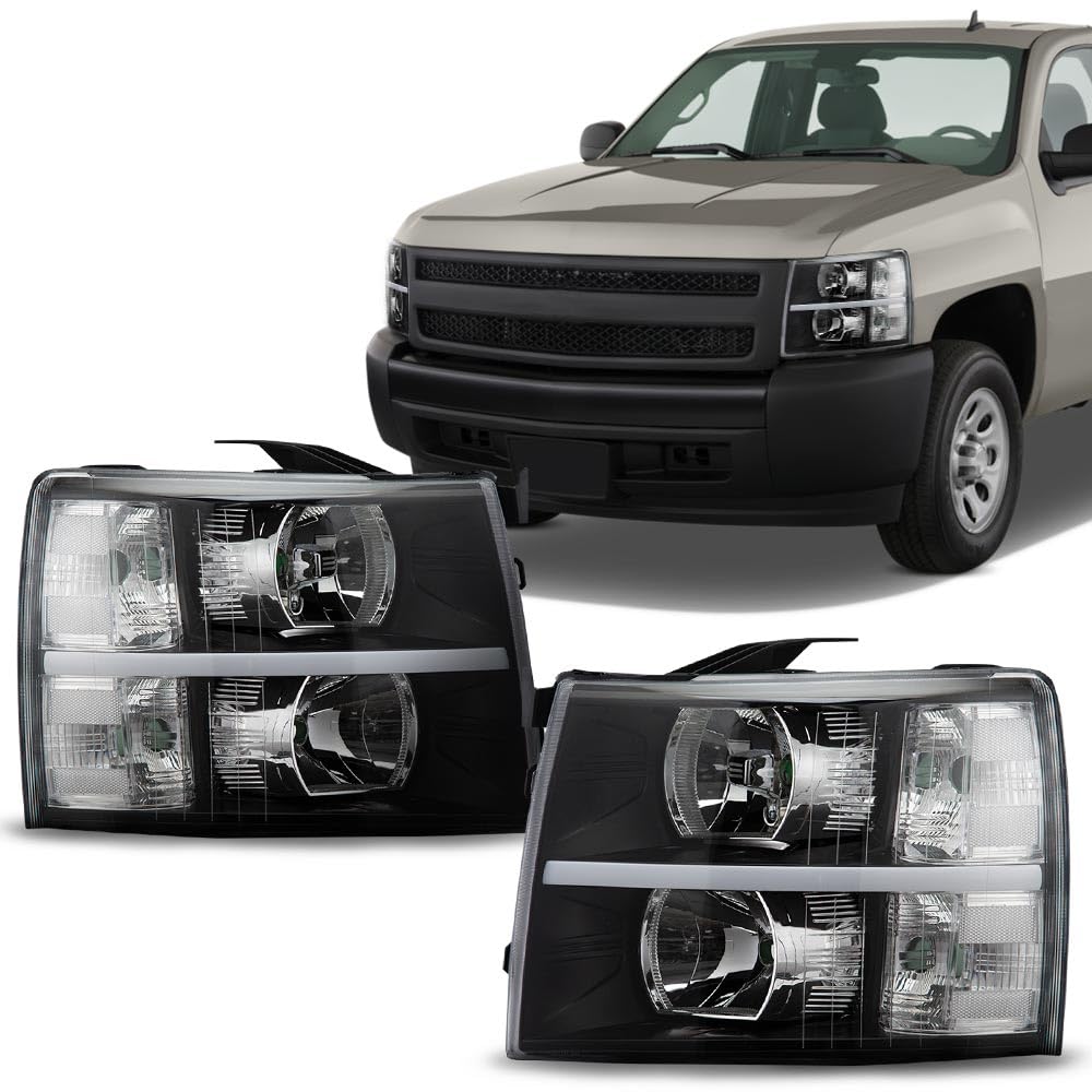 Pit66 Led Bar Headlight, Compatible With Chevy Silverado 1500 2007-2013/Compatible With Silverado 2500 3500 & Hd 2007-2014 Black