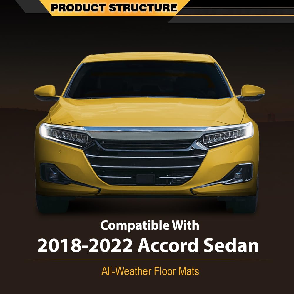 G-PLUS TPE Floor Mats Cargo Liner,Compatible with Honda Accord Sedan Models 2018-2022, 1st & 2nd Row 3pcs Interior Accessories A