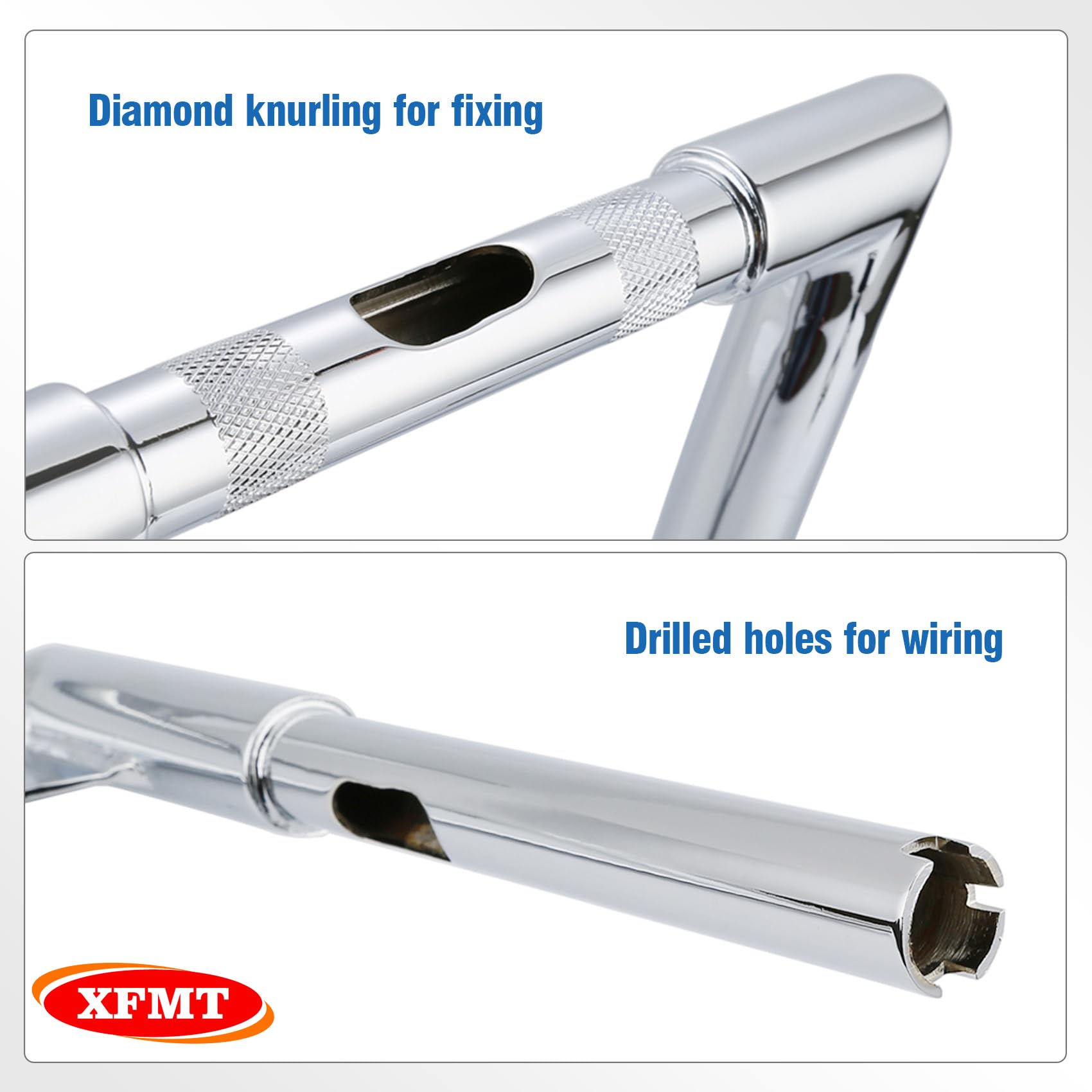 Xfmt Motorcycle Chrome 10'' Rise Ape Hangers Bar 1-1/4'' Batwing Handlebar For Harley Sportster Xl Softail Dyna Road King