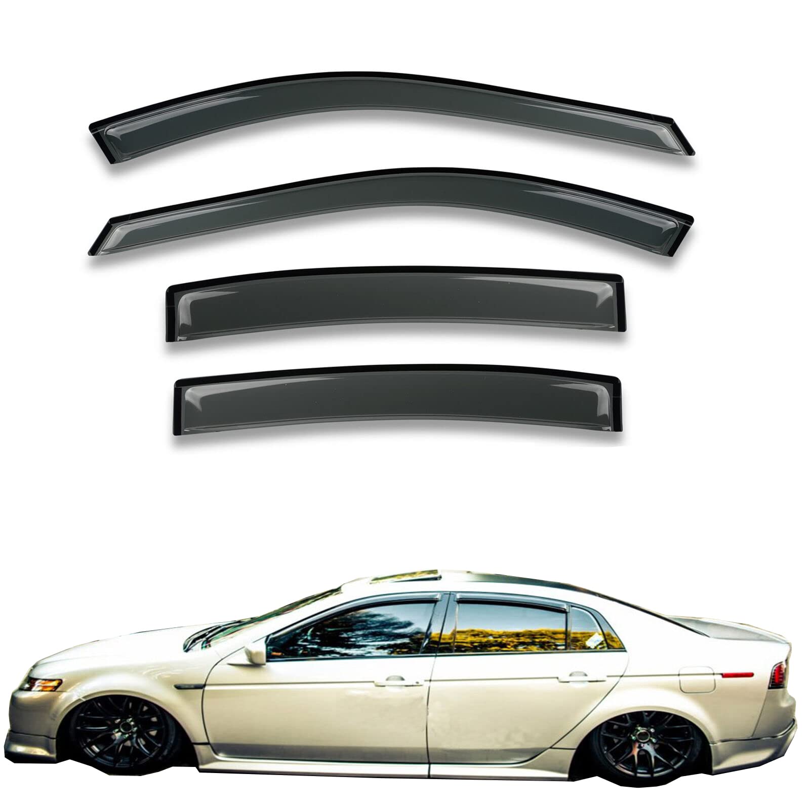 Gldifa Wind Deflector Compatible With Acura Tl 2004-2008 Sun/Rain Guards Window Visor Smoke 4Pcs 94057
