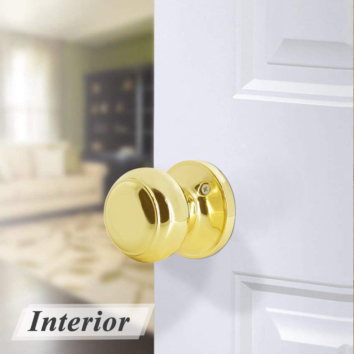 Probrico Passage Door Knobs Polished Brass Interior Hall/Closet Door Handles Key WBHDWB07WWWF549