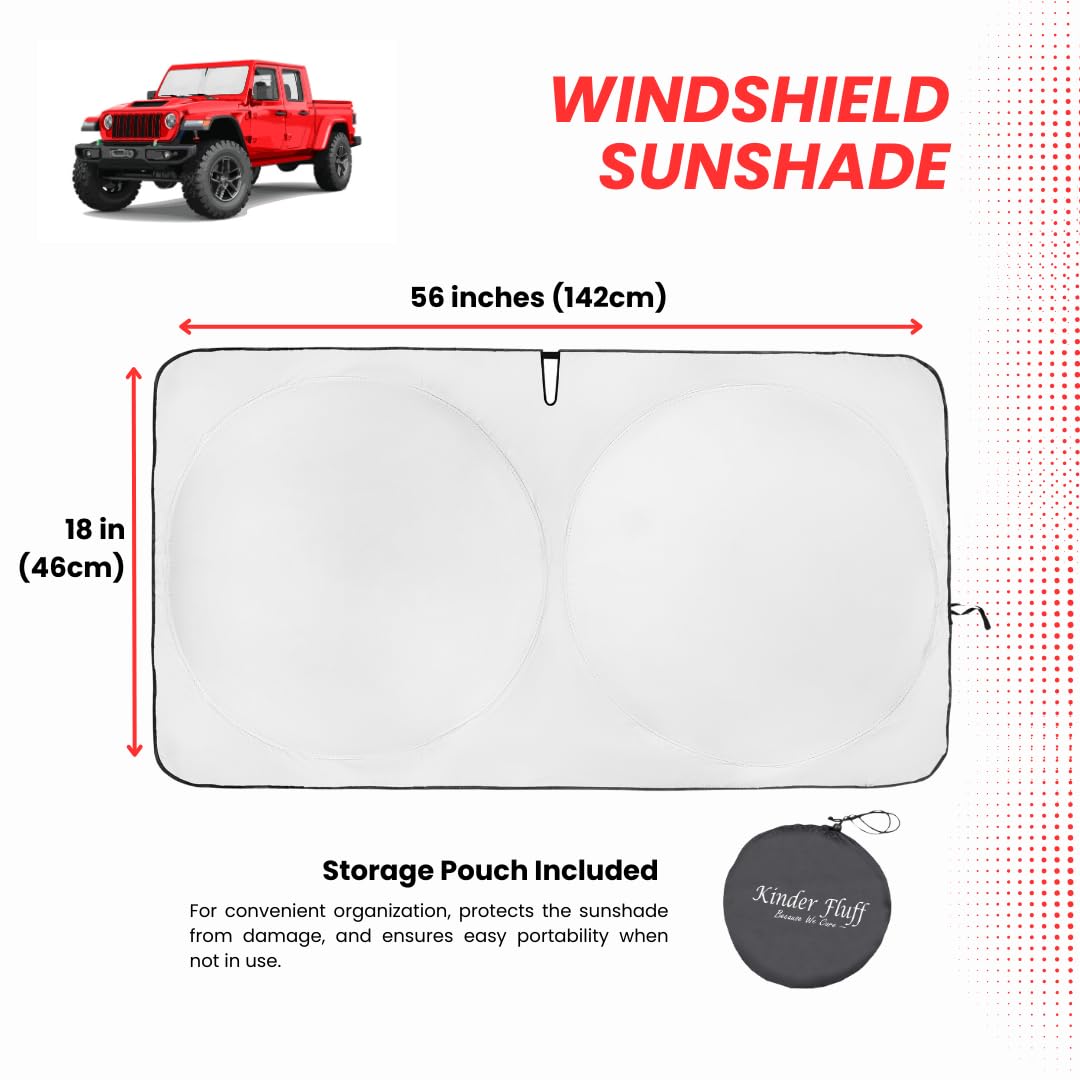 Kinder Fluff Patented Windshield Sun Shade For Jeeps | Certified Car Window Shade Blocks 99.9% Uvr | Auto Accessories Cover For