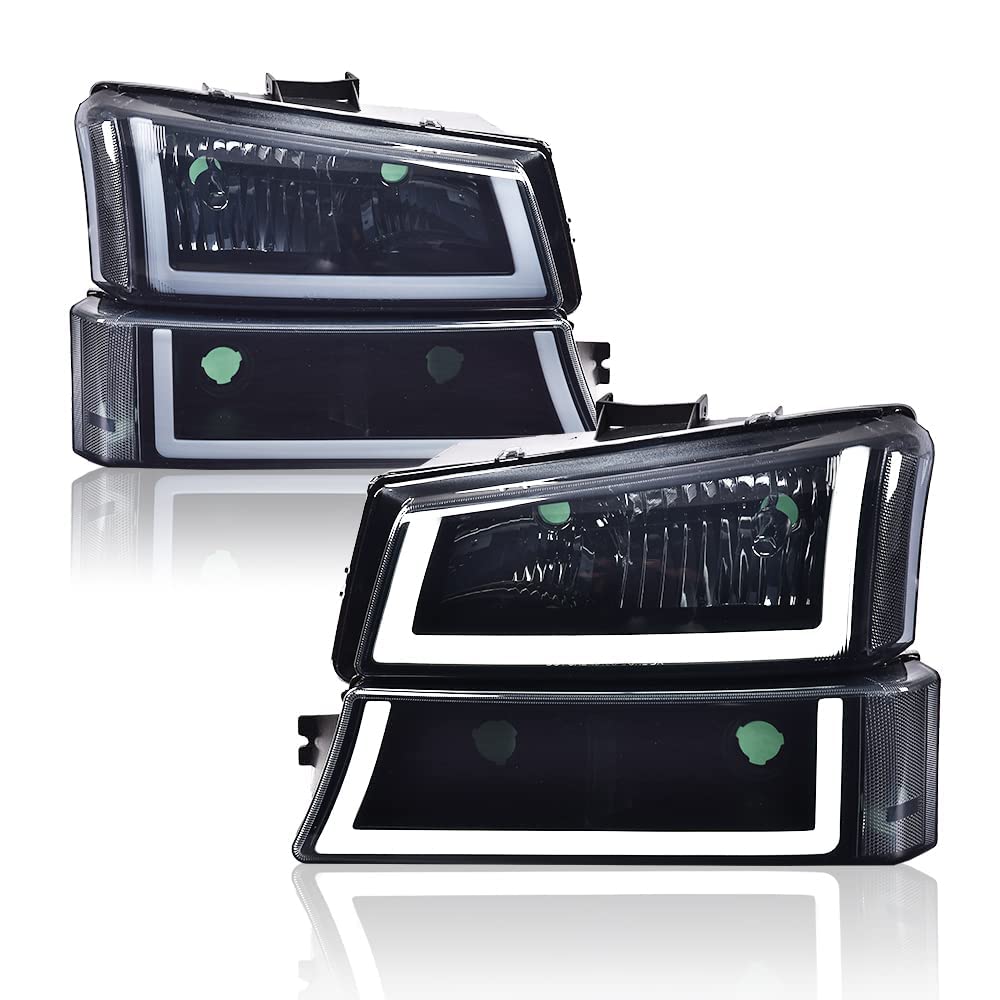 Pit66 Led Headlight Assembly Compatible With Chevy Silverado 1500 2500 3500 Hd Model 03-06/Fit Avalanche 1500 2500 03-06(Fit No