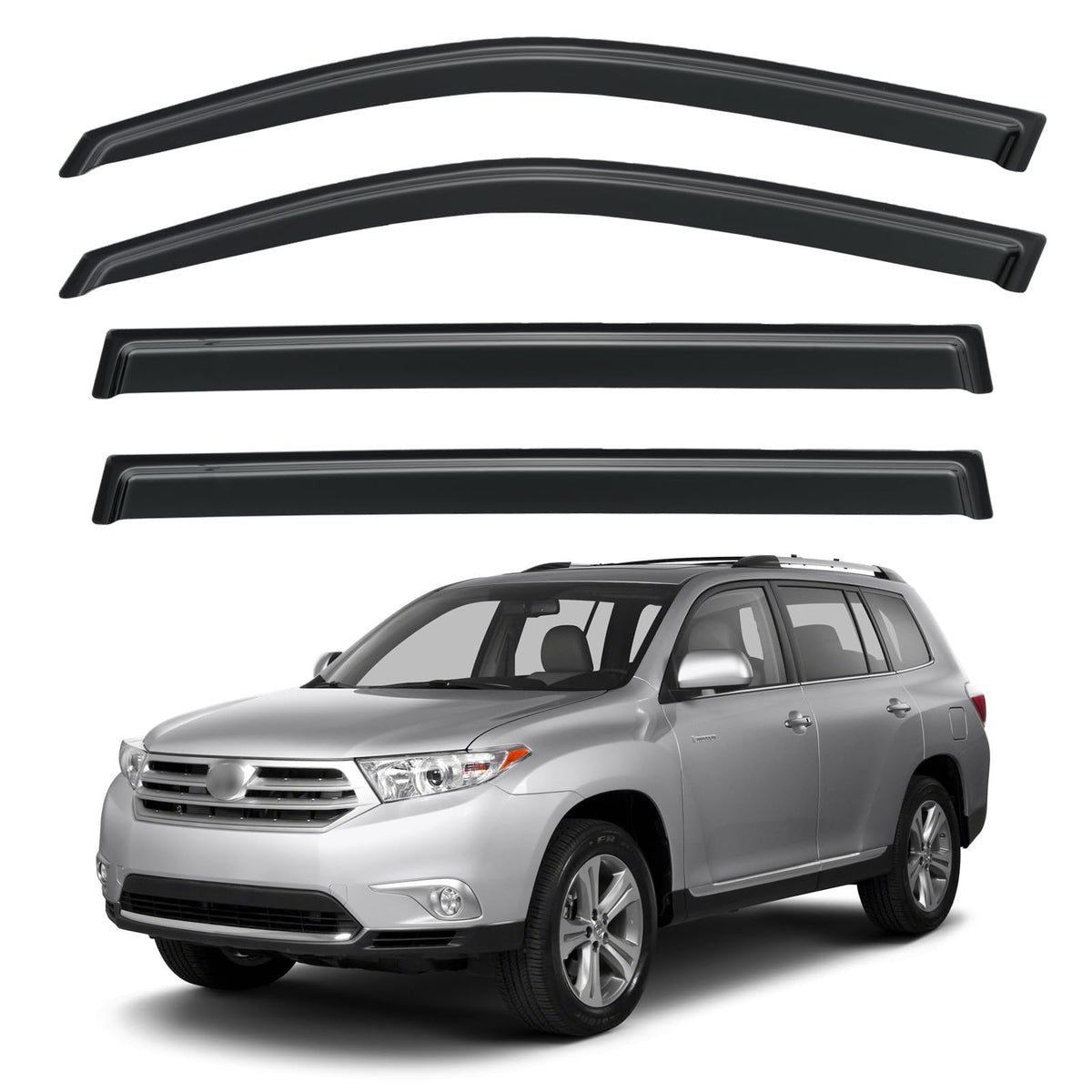 Window Visors Rain Guards Shield for 2008-2013 Toyota Highlander, Out-Channel Window Vent Wind Deflectors Visors Shades for 08-1
