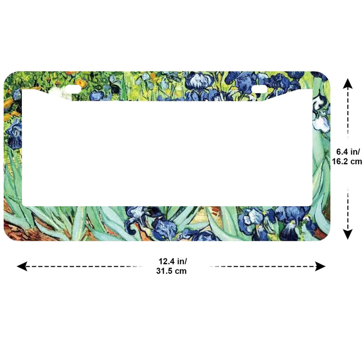 2Pcs Irises Watercolor Iris Floral License Plate Frames Cover Holders Stainless Steel License Plate Cover With Screw Caps Cover