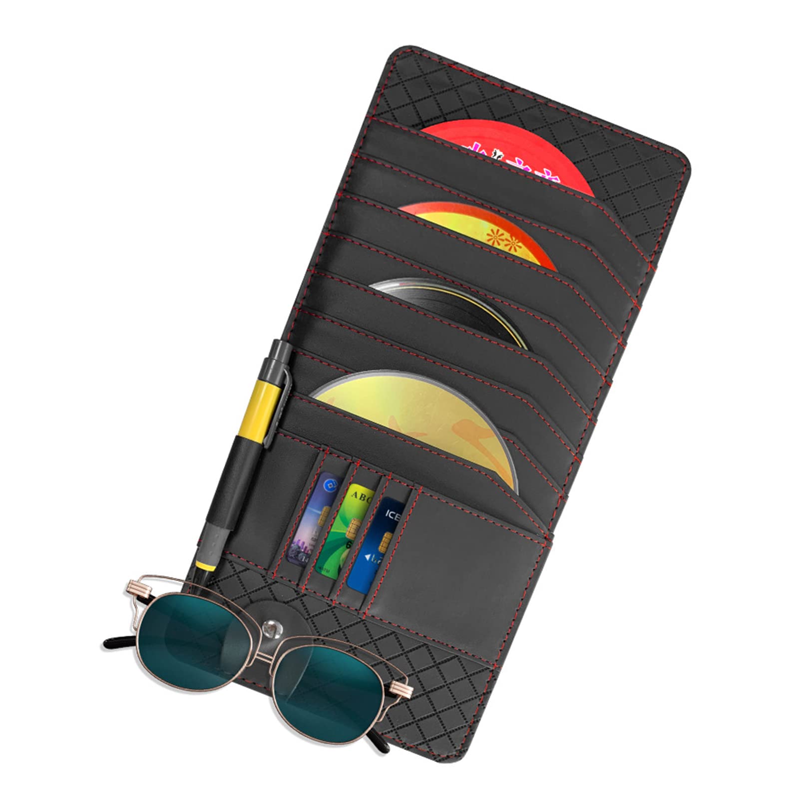 Car CD Holder Storage Case, Car/Truck/SUV Sun Visor Organizer, Personal Belonging and Registration, Document, Sunglasses, Ticket