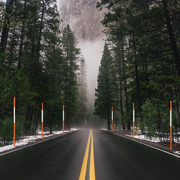 Fibermarker 60 Inch Driveway Markers For Snow Plowing Stakes, Hollow Snow Poles With Reflective Tape Driveway Reflectors, 5/16-I