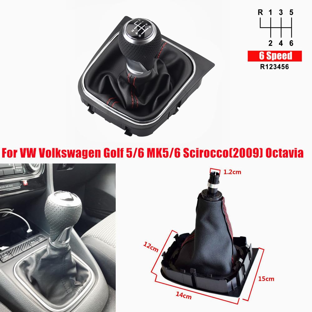 Malcayang 6 Speed Shift Knob Boot Kit for Golf 5 6 MK5 MK6 R32 GTD GTI 2004-2009 Scirocco Octavia