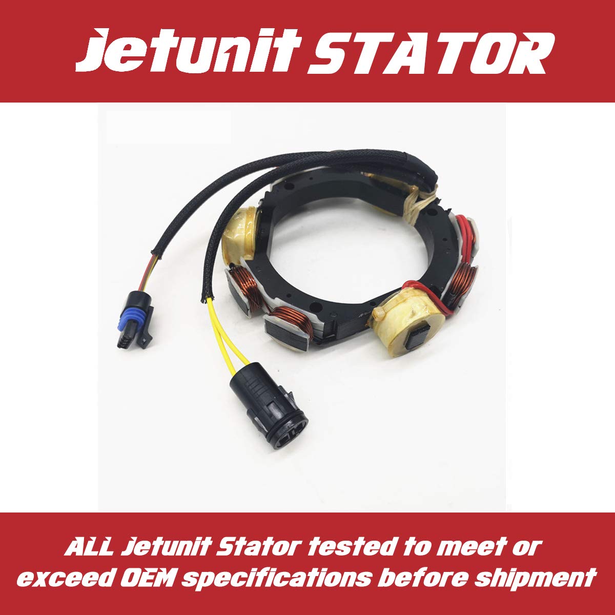 jetunit Stator for Johnson Evinrude 584548 173-4821 Outboard 9.9 HP(2 Cyl) 25 35 HP(3 Cyl) 584821 763761(1995-2001) 12-AMP 4/2-S