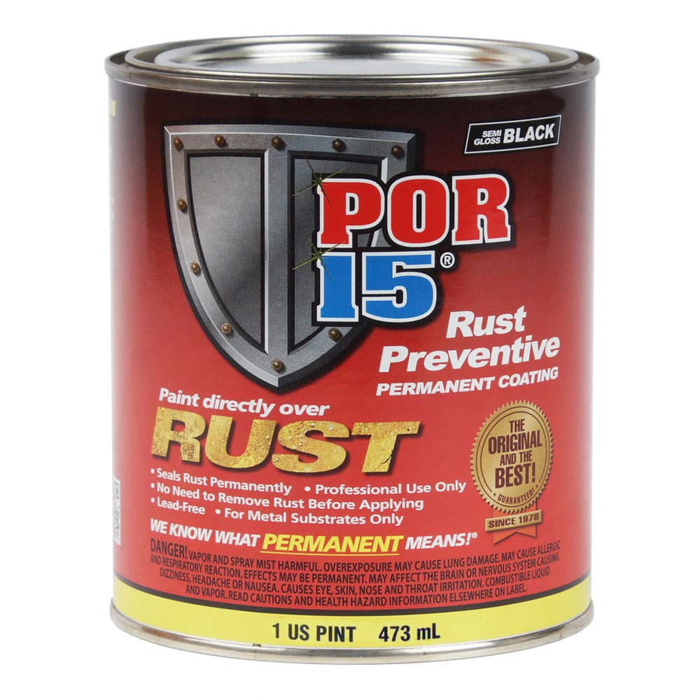 Por-15 Rust Preventive Coating, Stop Rust And Corrosion Permanently, Anti-Rust, Non-Porous Protective Barrier, 16 Fluid Ounces, Semi-Gloss Black