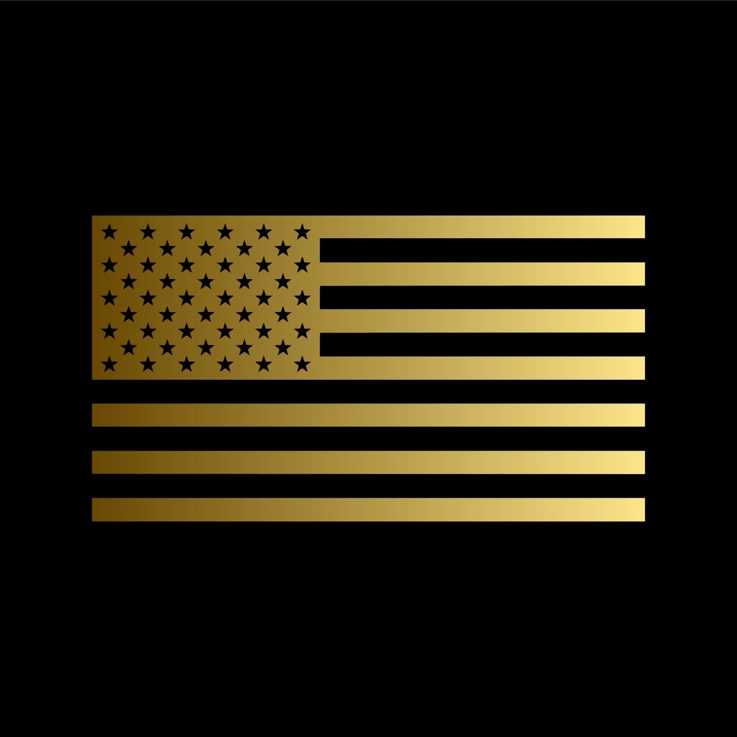 American Us Flag [Pick Color/Size] Vinyl Decal Sticker For Laptop/Car/Truck/Window/Bumper (5In X 2.8In, Metallic Gold)