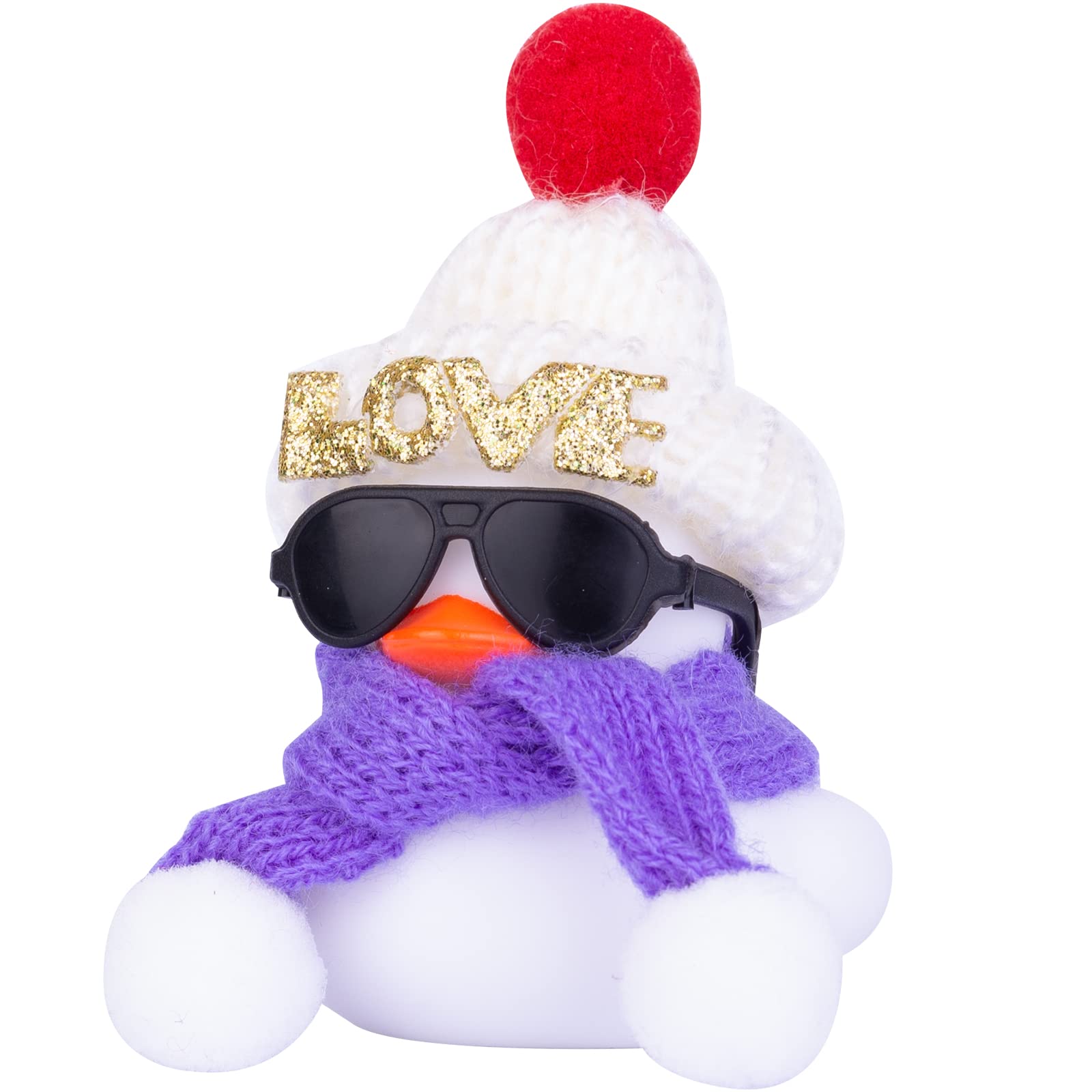 MuMyer Winter Duck Car Dashboard Decorations, White Duck Car Ornaments for Car Dashboard Decoration Accessories with Mini Hat, S