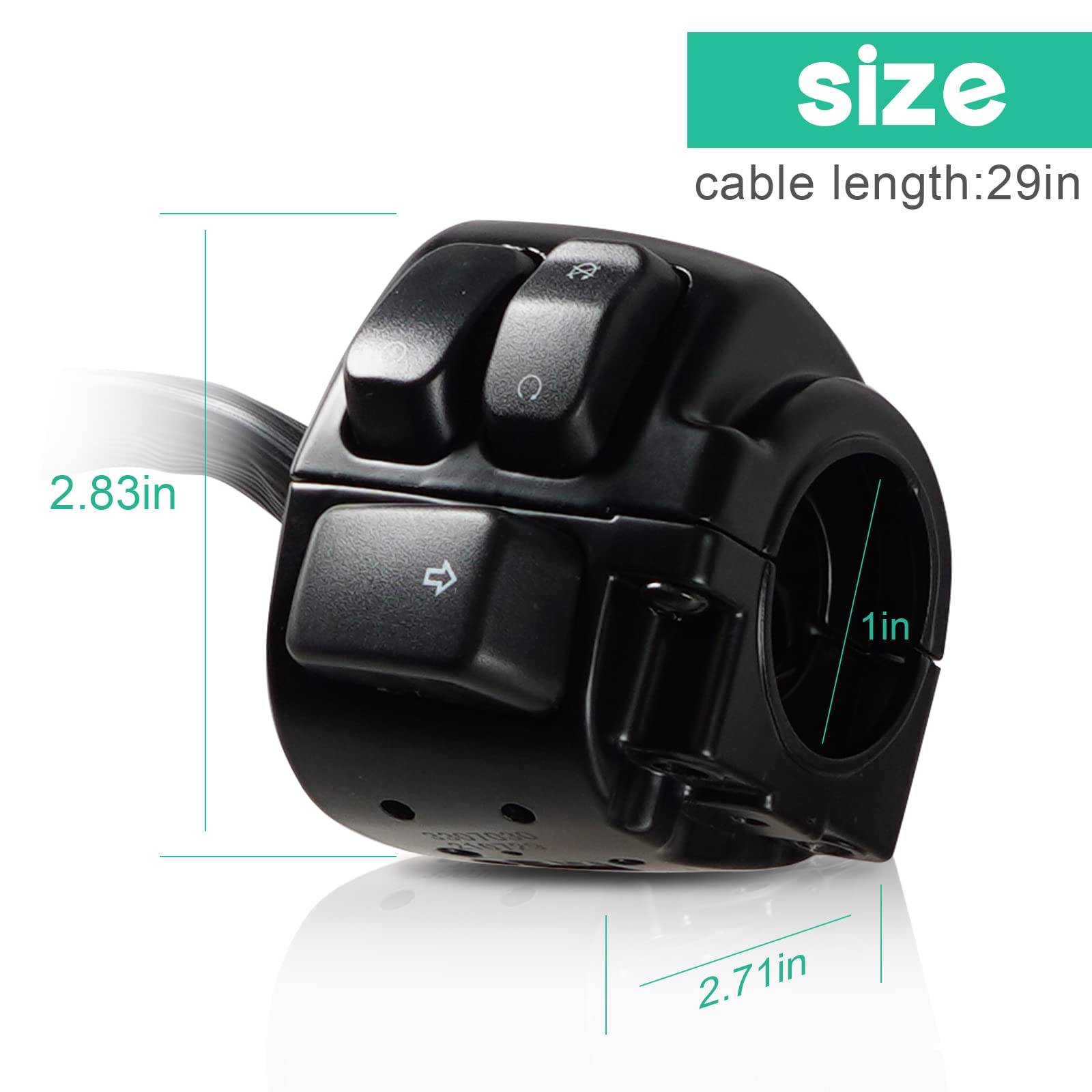 Poseng 1 Pair Motorcycle 1'' Handlebar Switches Control And Wiring Harness With 1996-2012 Harley Softail Dyna Sportster V-Rod(Bl