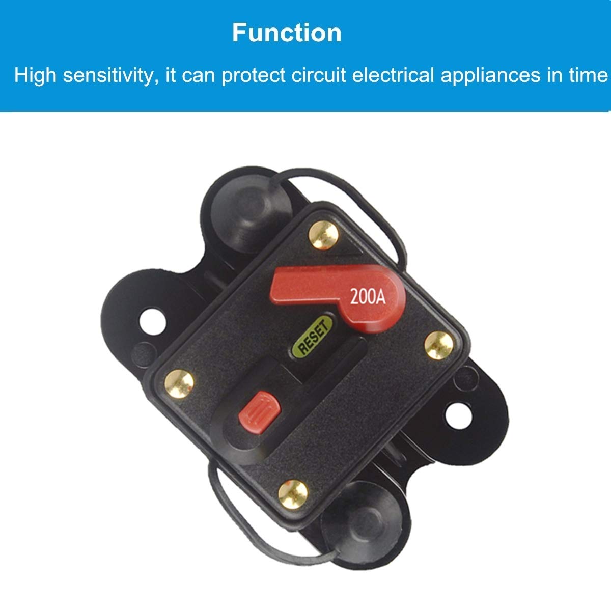 Wohhom 200Amp Circuit Breaker Manual Reset Fuse Holder, 30A-300A 12V-24V Dc Protection Reset Fuse For Trolling Motor Auto Car Ma