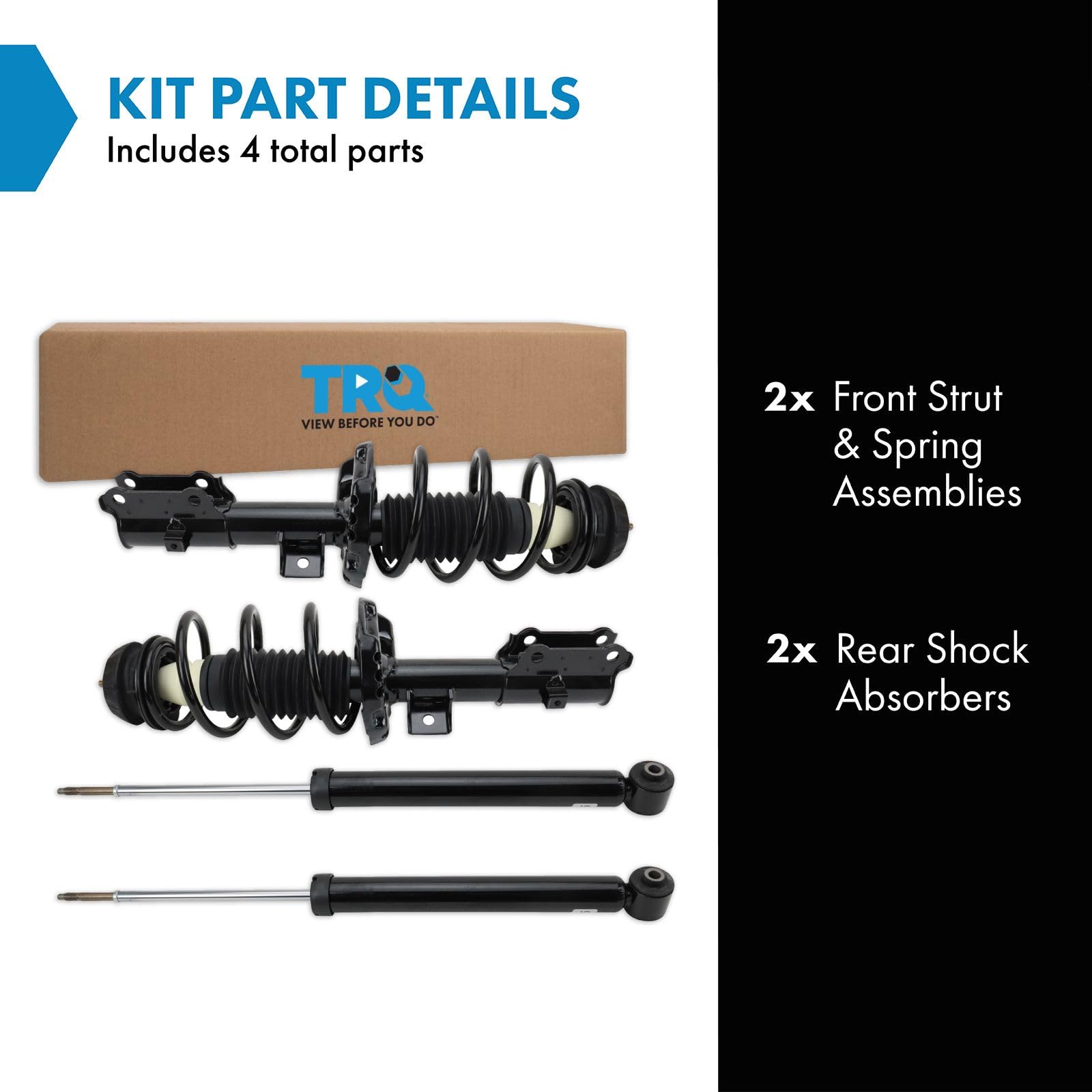 Trq Front And Rear Complete Strut Assembly & Shock Absorber Kit Complete Strut & Coil Spring Assembly Compatible With 2018-2021