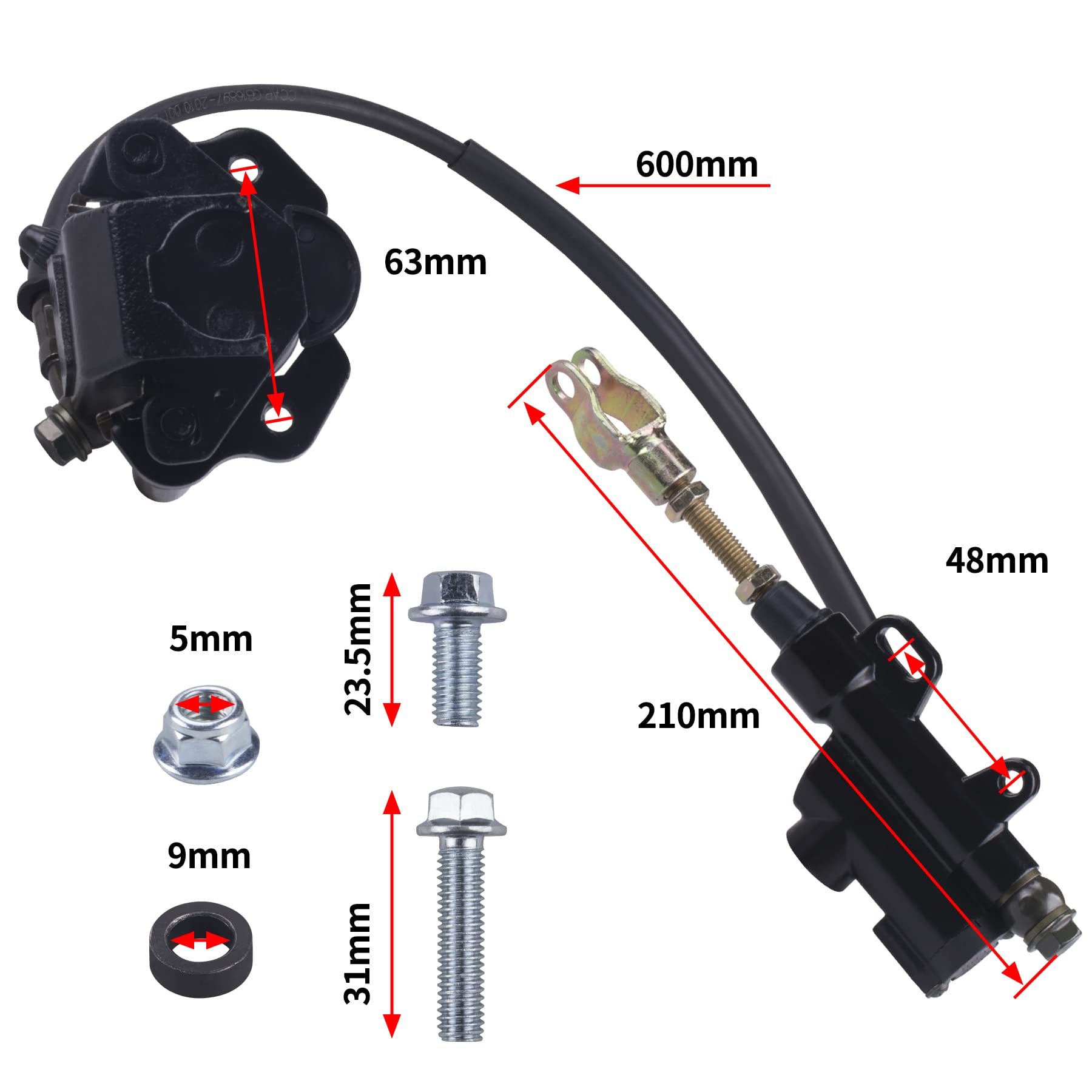 CNCMOTOK Rear Disc Brake Master Cylinder Caliper With Replaced Disc Brake Pad fit for 50cc 70cc 90cc 110cc 125cc Chinese TaoTao