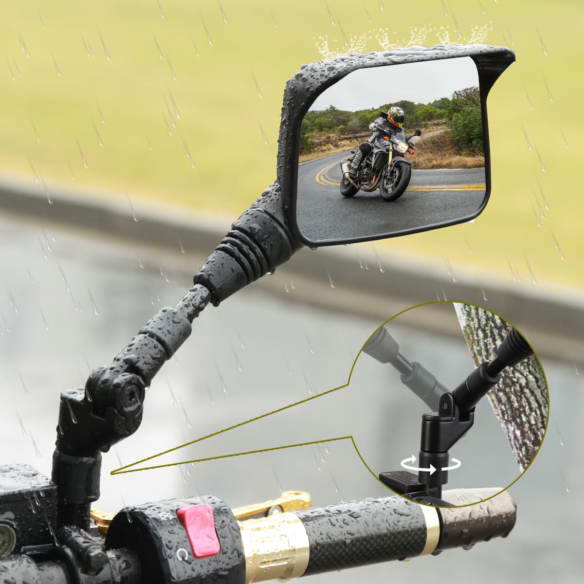 Shejisi Motorcycle Mirrors,Atv Mirrors (2Pack) With Impact Resistance,Anti-Glare With Rainproof,With7/8'' Handlebar Mounts,Motor