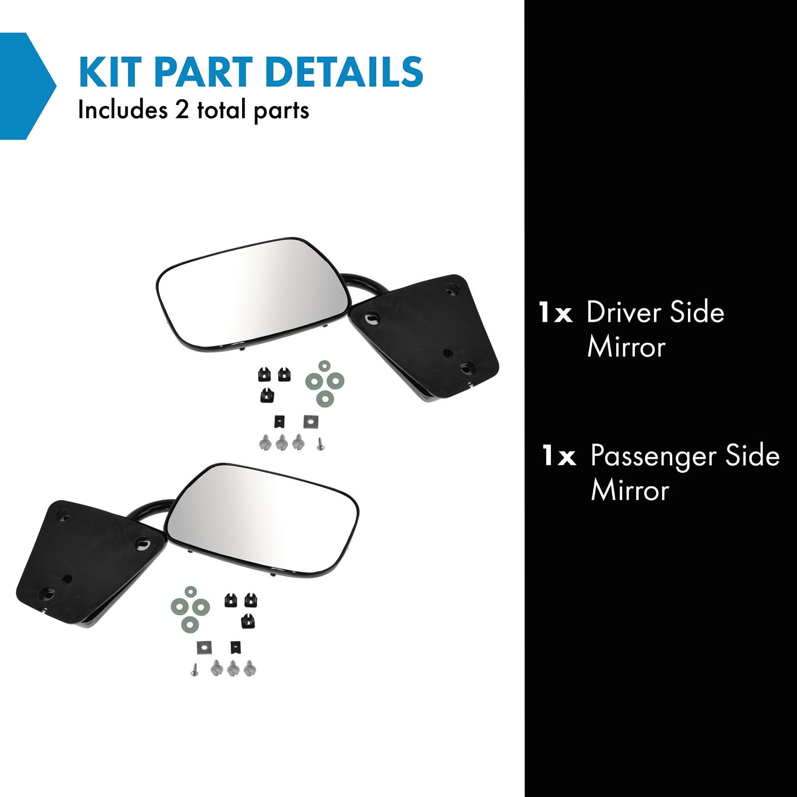 Trq Driver & Passenger Side Mirror Set With Black Housing Compatible With 73-91 Chevrolet Gmc Gm1320223