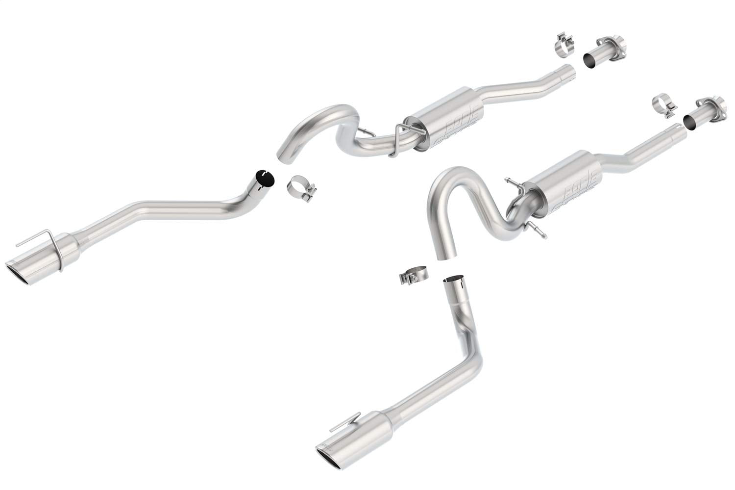 Borla 140067 Cat-Back Performance Exhaust System For 1999-2004 Ford Mustang Gt 4.6L V8 & 2003-2004 Mach 1 4.6L V8 T-304 Stainless Steel S-Type Dual Split Rear Single 4 Round Chrome Tips On Each Side