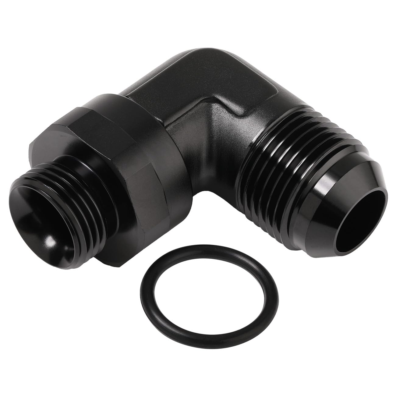 Podavelle 12An Male Flare To 10An -10 Orb O-Ring Boss 90 Degree Swivel Fitting Adapter Aluminum Black