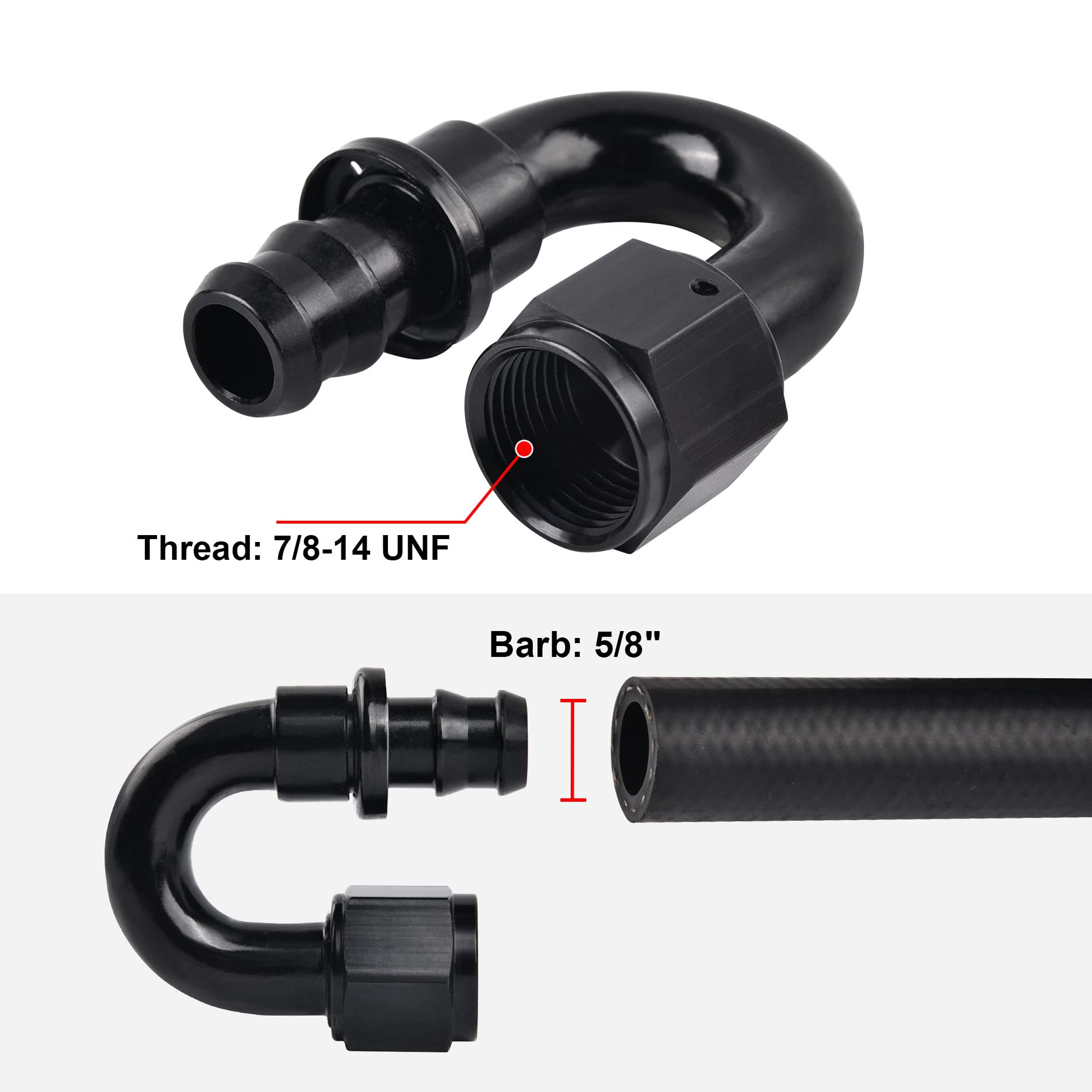 Evil Energy 10An 180 Degree Push Lock Hose Fitting End Black