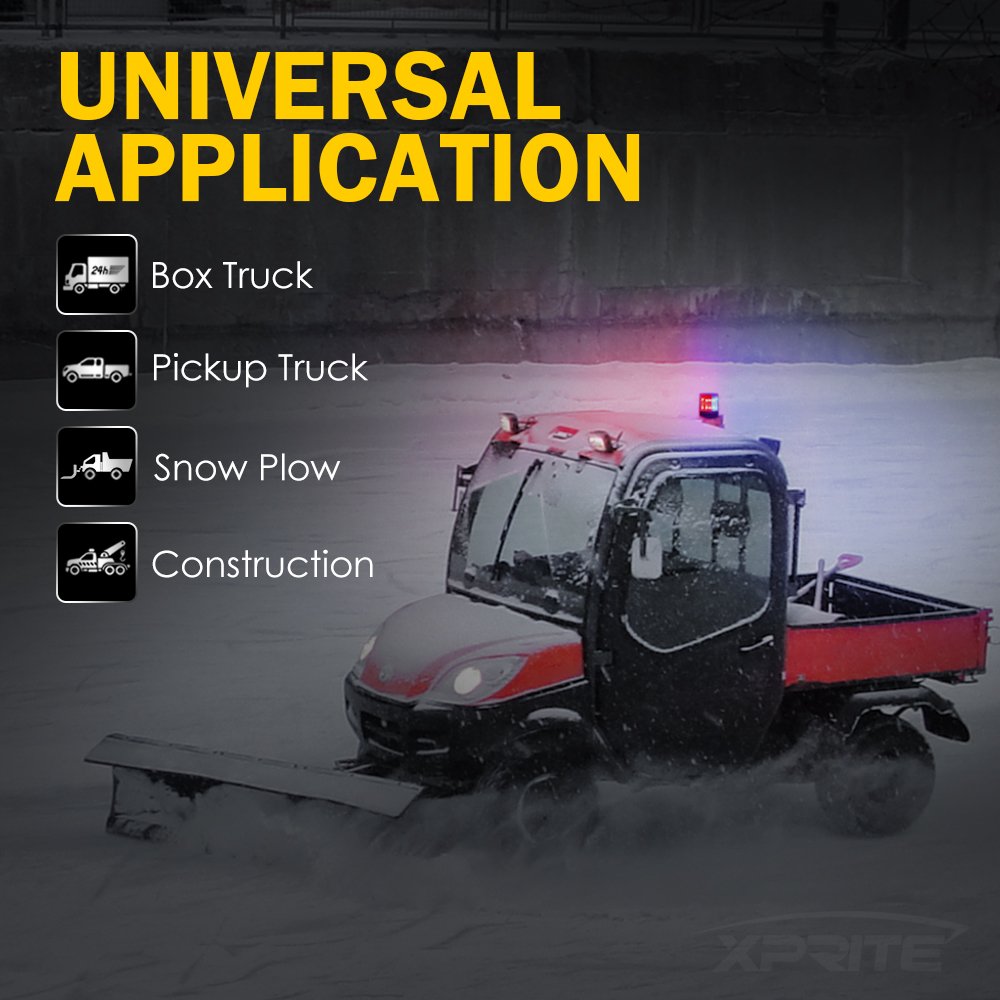 Xprite Red & Blue LED Rooftop Beacon Strobe Light Magnetic Base, Safety Warning Police Flashing Lights for Law Enforcement Vehic