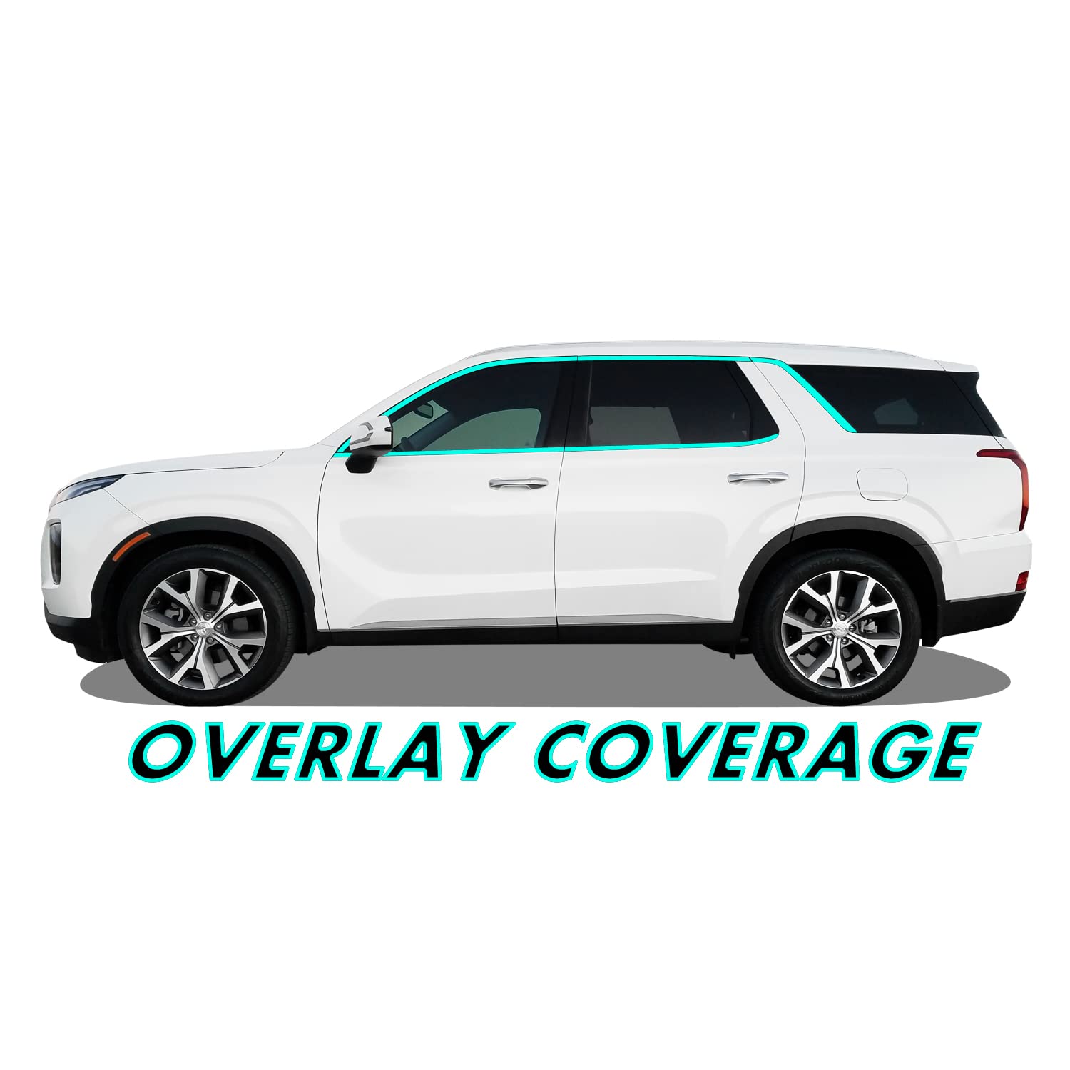 Slickmod Chrome Delete Blackout Vinyl Overlay For 2020-2023 Hyundai Palisade Window Trim (1. Window Trim, Gloss Black)