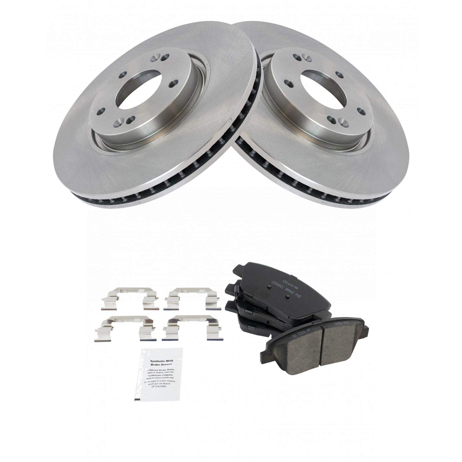 Trq Front Brake Pad & Rotor Kit Brake Pads Brake Rotor Ceramic Compatible With 2011-2015 Hyundai Sonata 2011-2016 Kia Optima